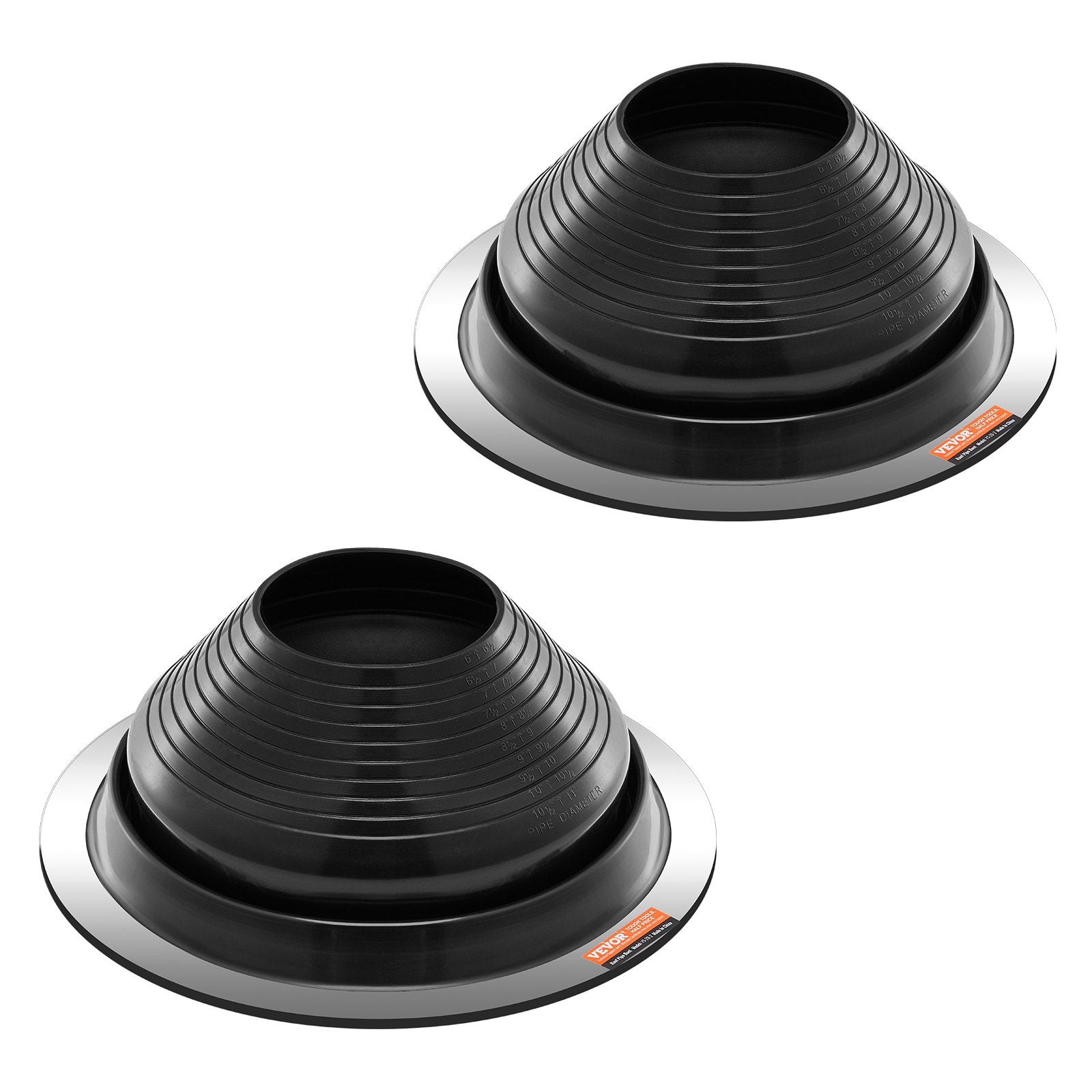 2 Pcs Roof Pipe Flashing Boots, Flexible EPDM Pipe Flashing 150-280mm Black
