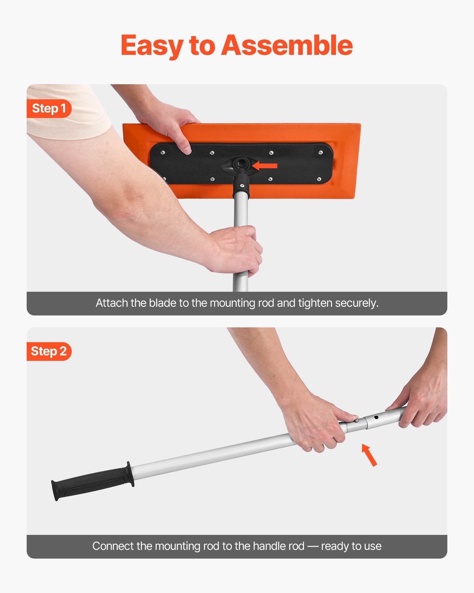 Snow Roof Rake 1.2m Long Reach 45cm Foam Blade Non-Slip Handle Lightweight