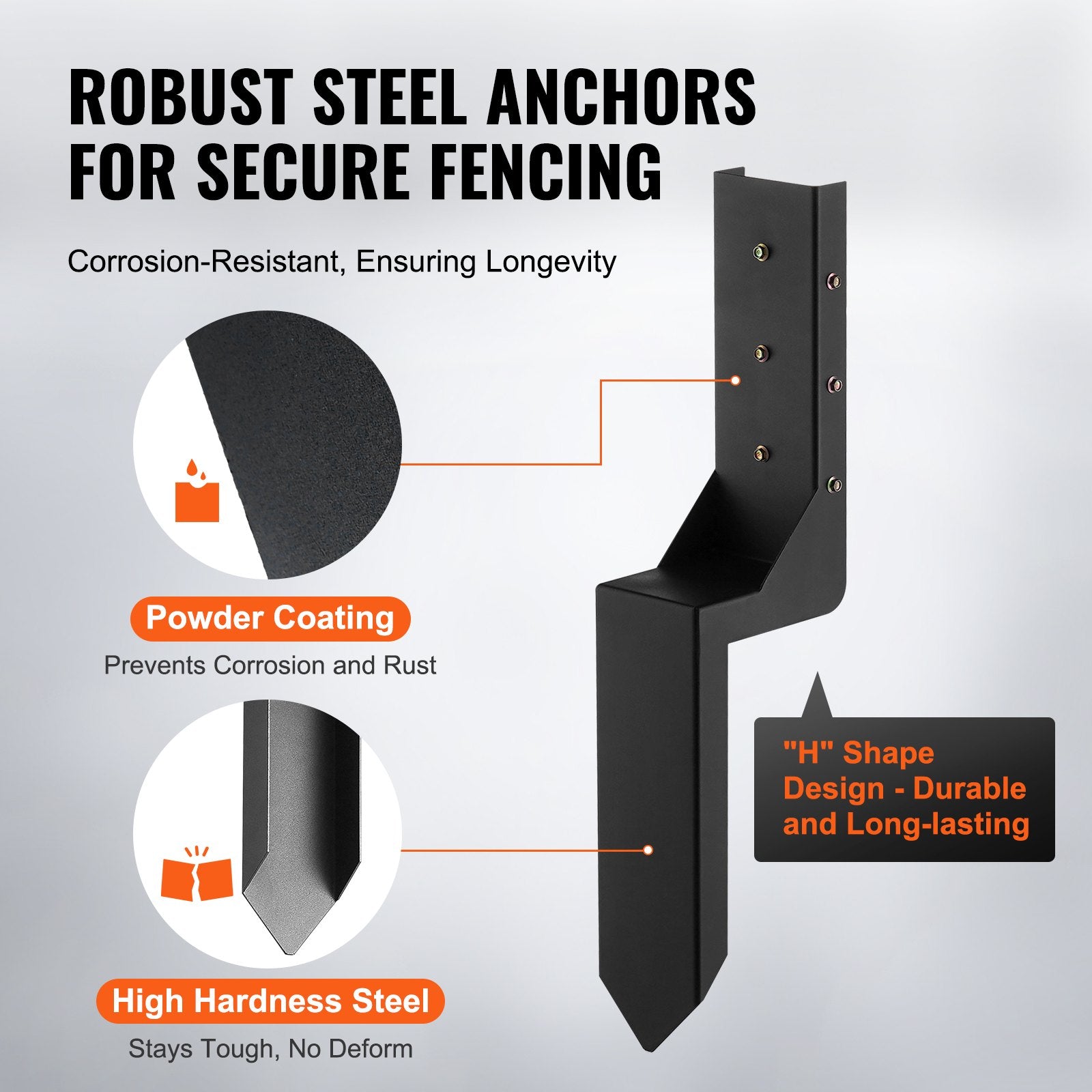 Fence Post Anchor Repair Kit 6Pack 8.9x8.9cm Steel Support Stakes for Wood Fence