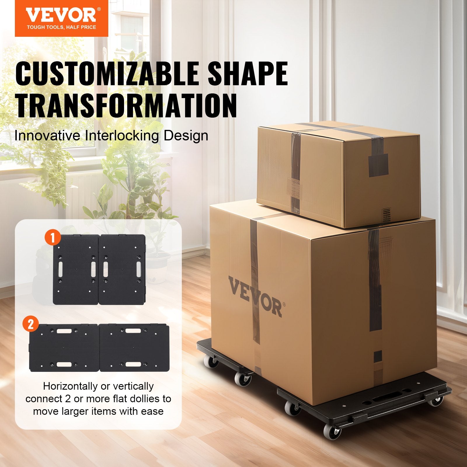 Furniture Dolly 500lb Capacity, 4-Wheel Heavy Duty Moving Rollers, 2 Pack