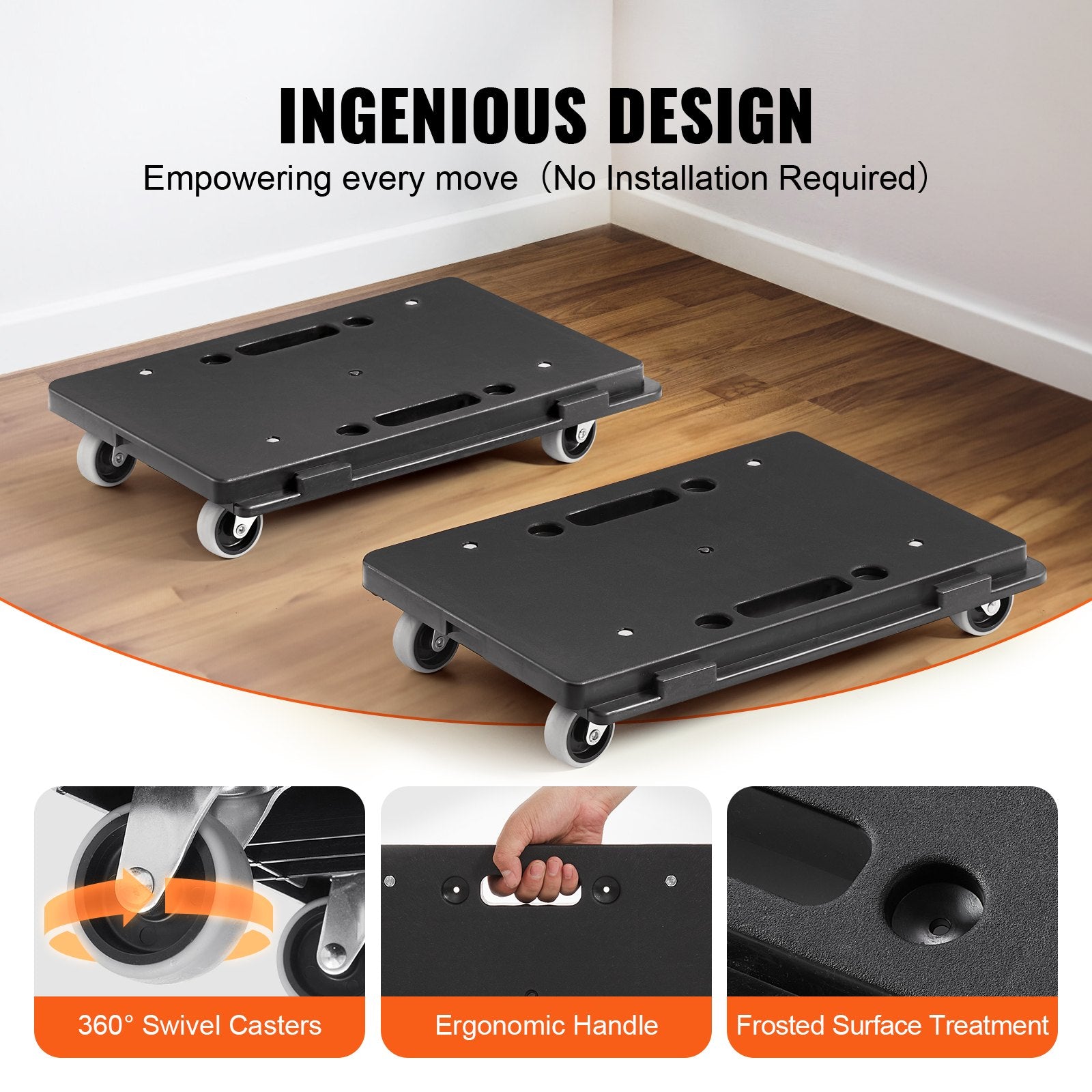 Furniture Dolly 500lb Capacity, 4-Wheel Heavy Duty Moving Rollers, 2 Pack