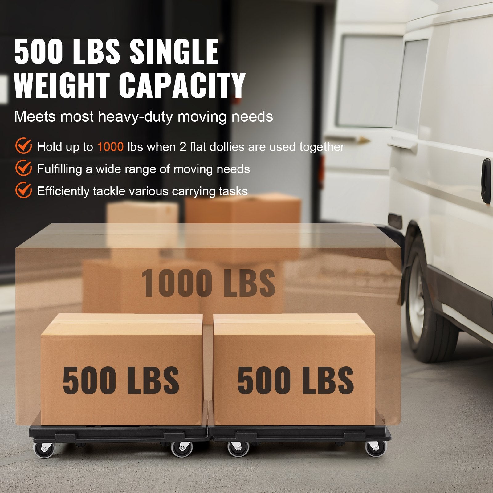 Furniture Dolly 500lb Capacity, 4-Wheel Heavy Duty Moving Rollers, 2 Pack