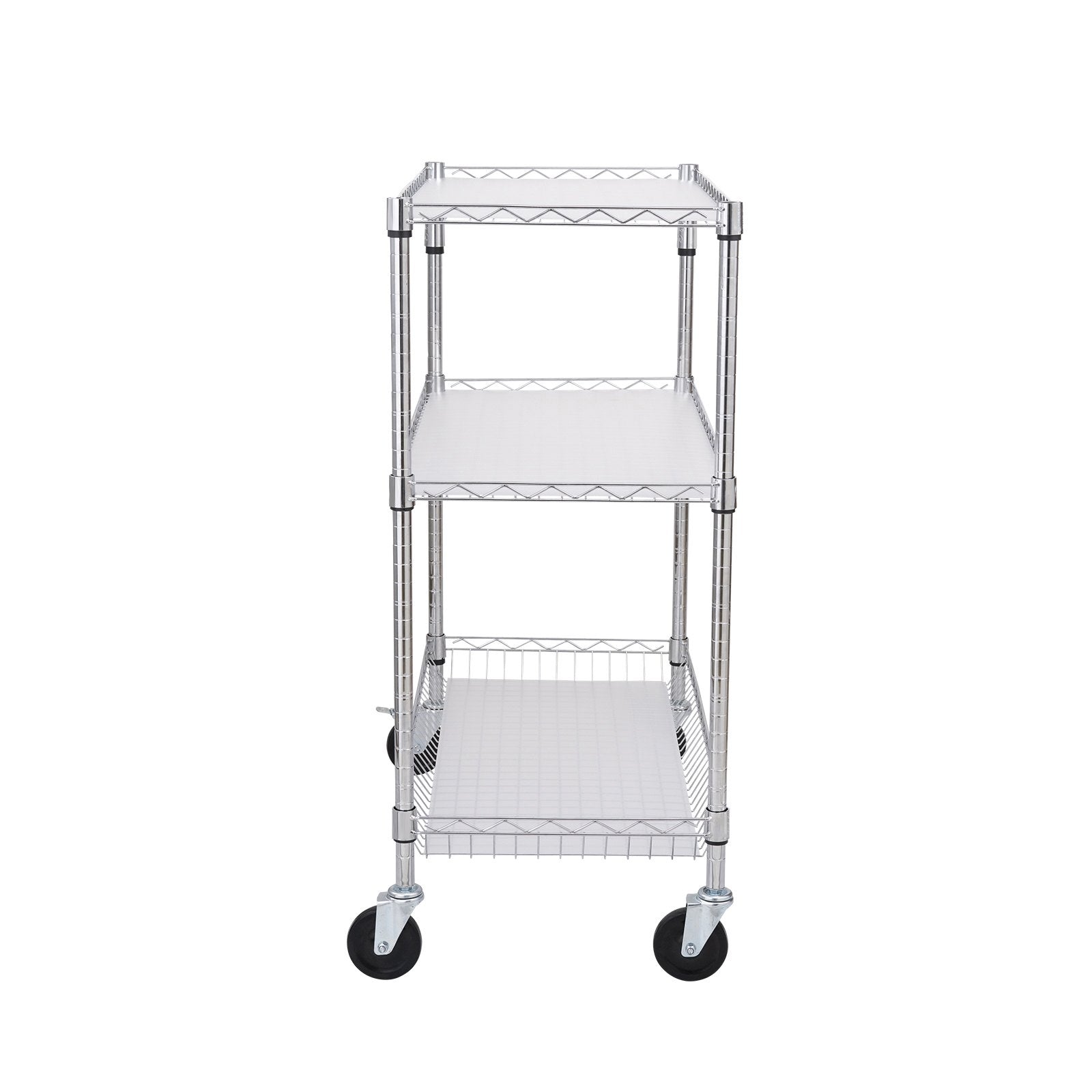 Kitchen Utility Cart 3-Tier Wire Rolling  Service Cart Metal Storage Trolley