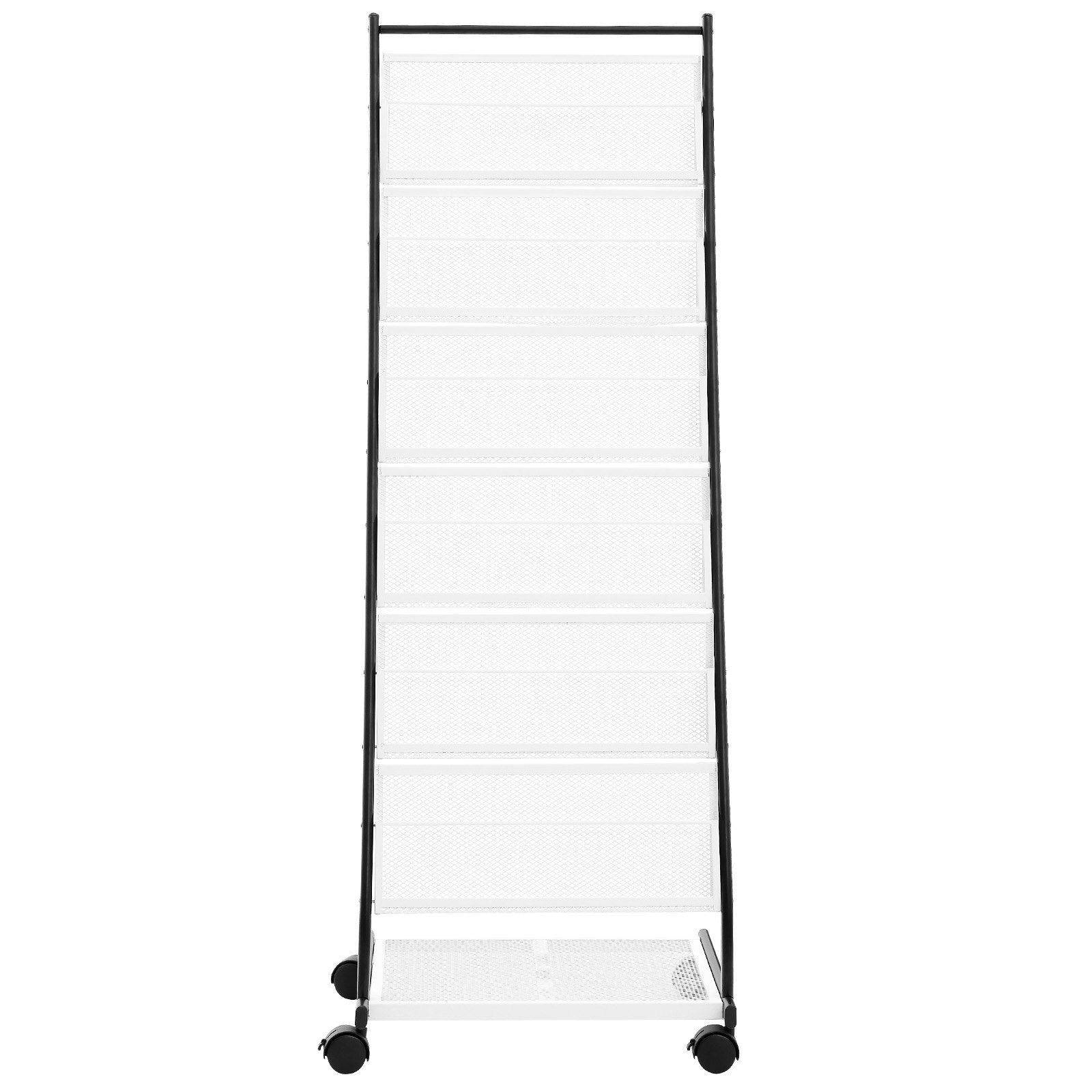 6-Tier Brochure Display Rack w/ Wheels Magazine & Catalog Stand