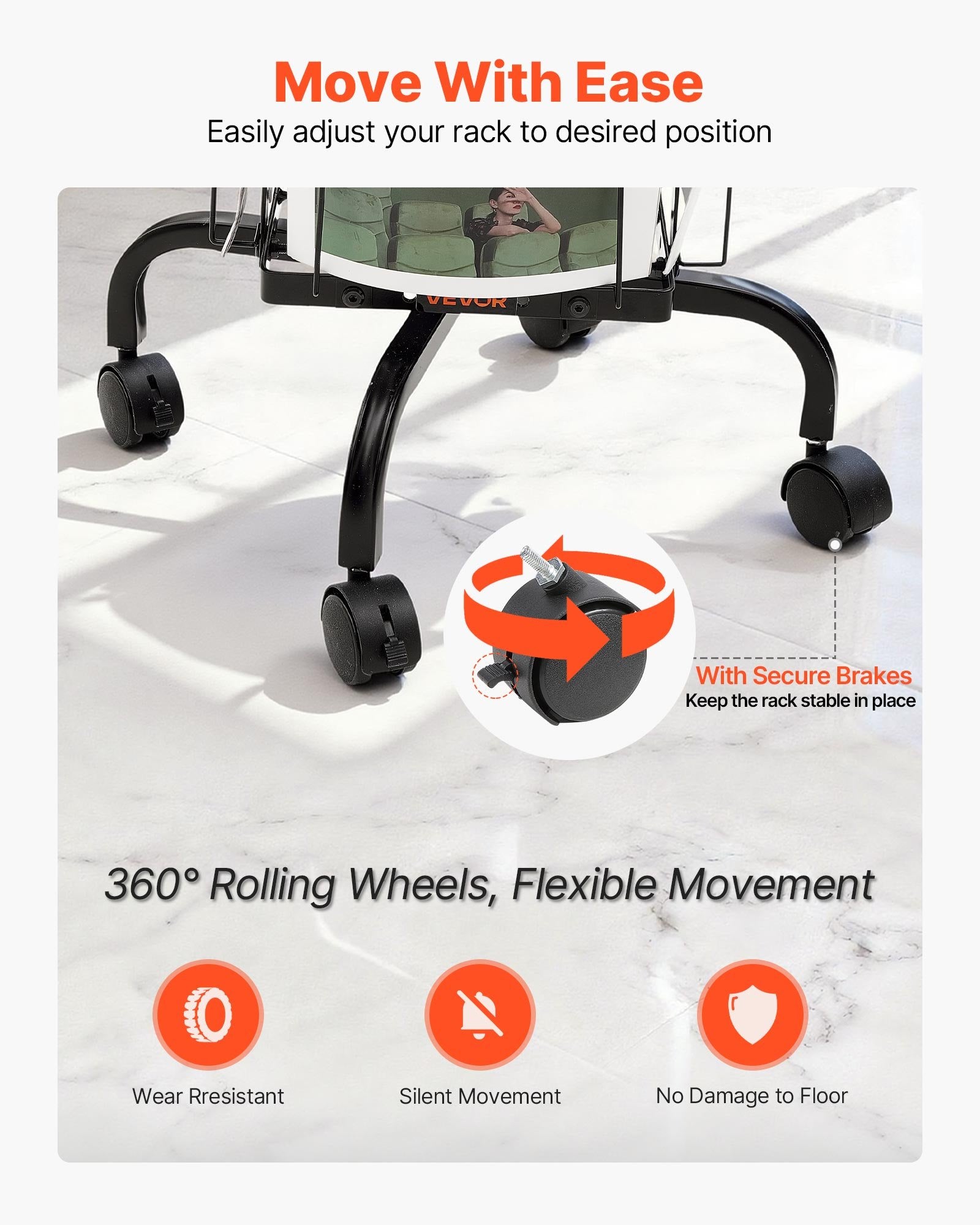 Greeting Cards Display Rack 32 Pockets 360° Spinning Stand Sign Holder Wheels