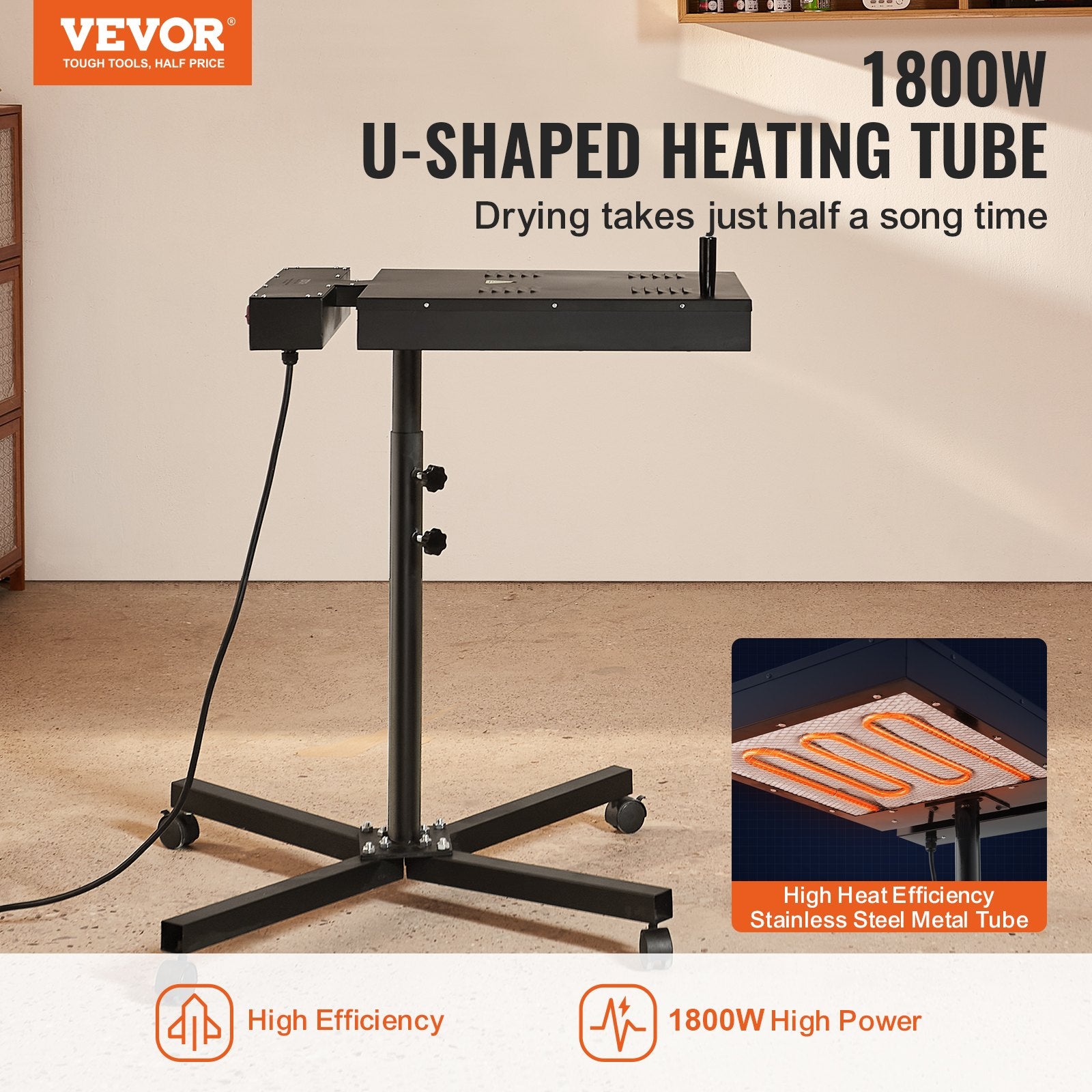 Flash Dryer 16x16in Screen Printing 0-750℉ w/Adjustable Stand 360° Rotation