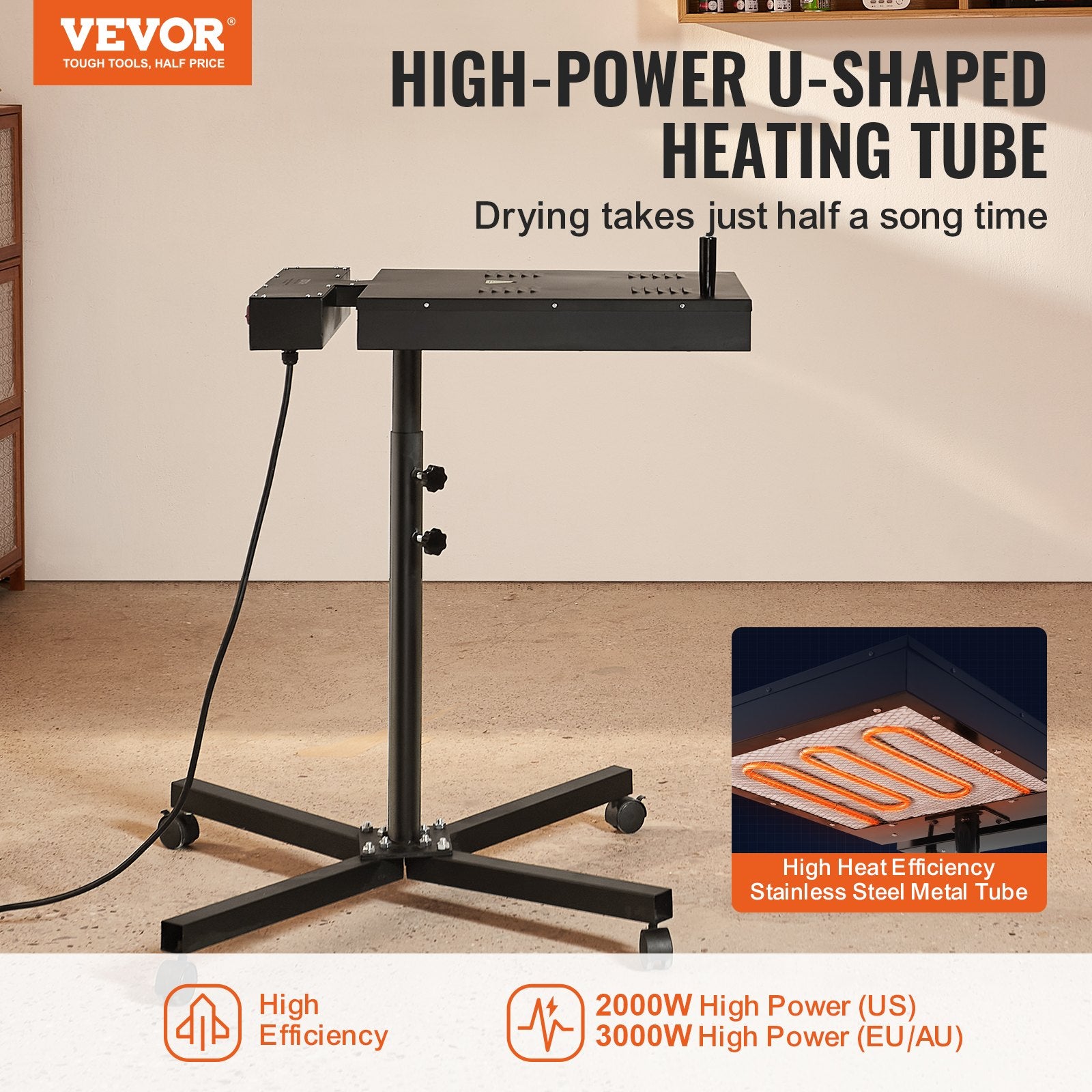Flash Dryer 18x18in Screen Printing 0-750℉ w/Adjustable Stand 360° Rotation