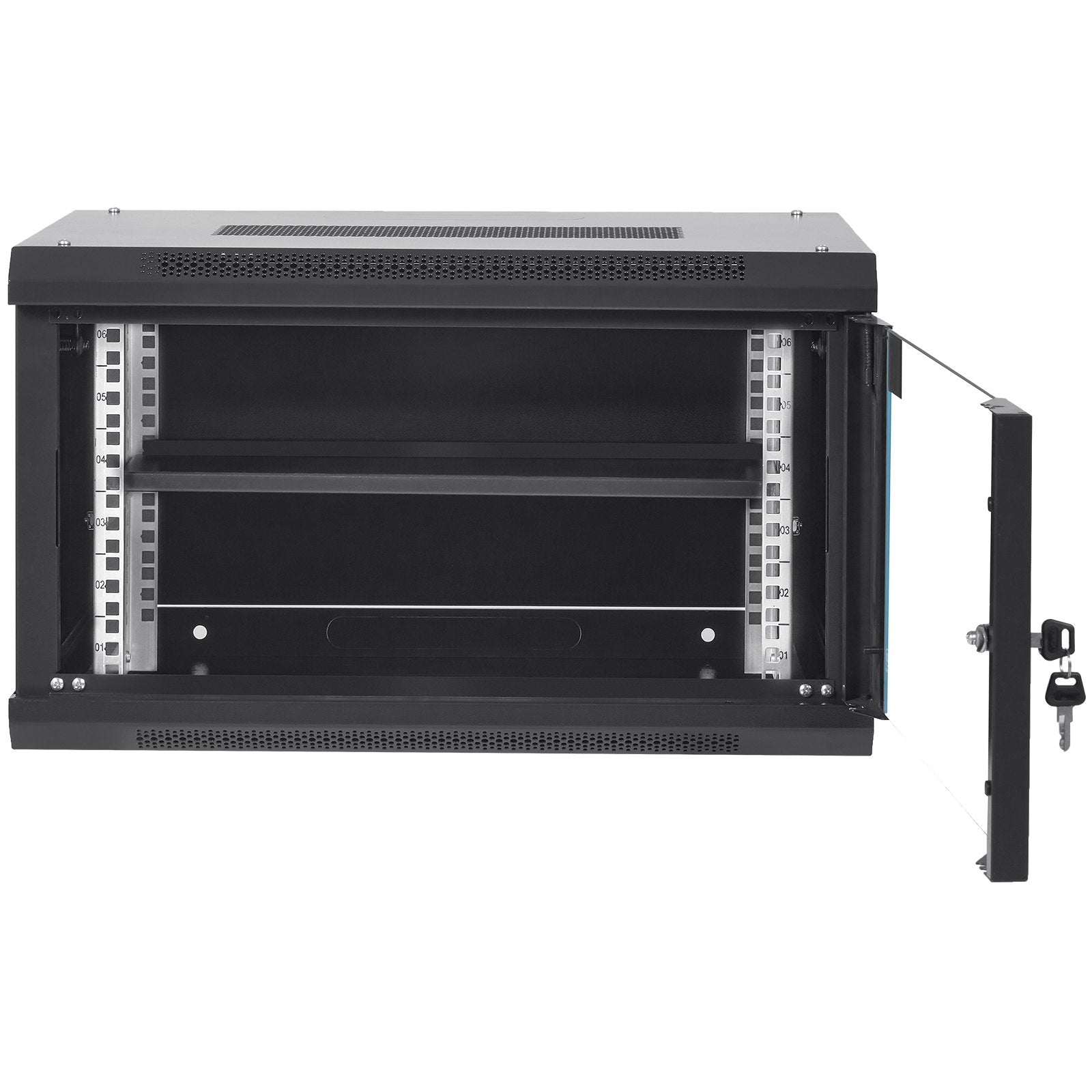 Server Cabinet 6U Wall Mount Network 15.5in Deep 200lbs Locking Glass Door