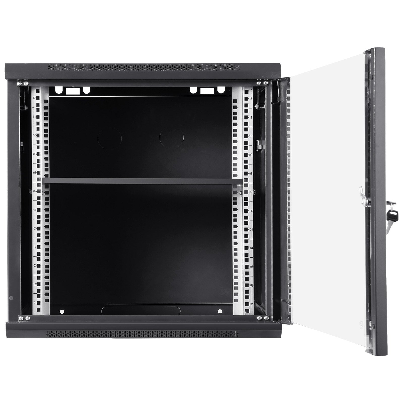 Server Cabinet 9U Wall Mount Network 39.37cm Deep 90.7kg Locking Glass Door