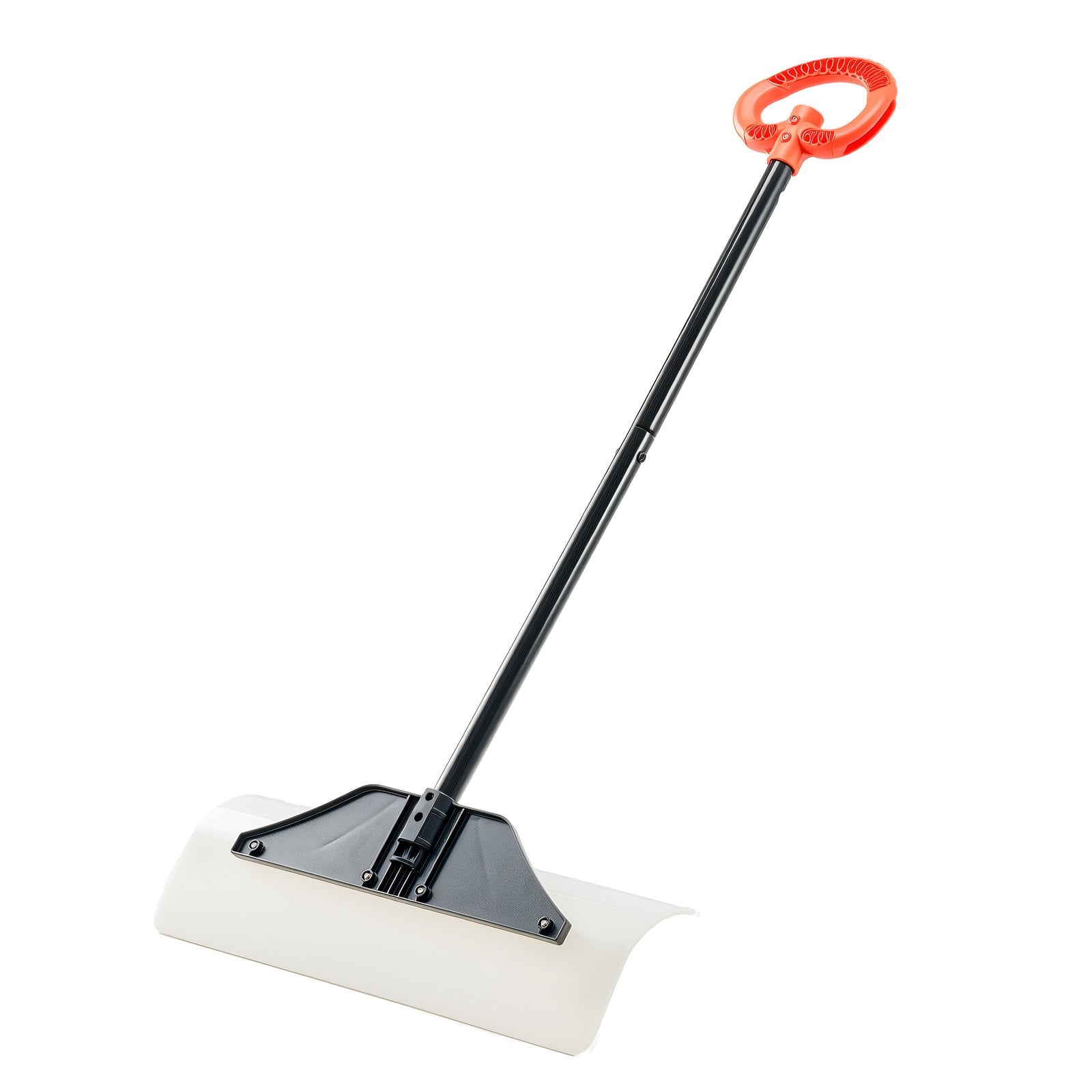 Snow Pusher Shovel 61cm Wide HDPE Plastic Blade Ergonomic Grip Segmented Handle