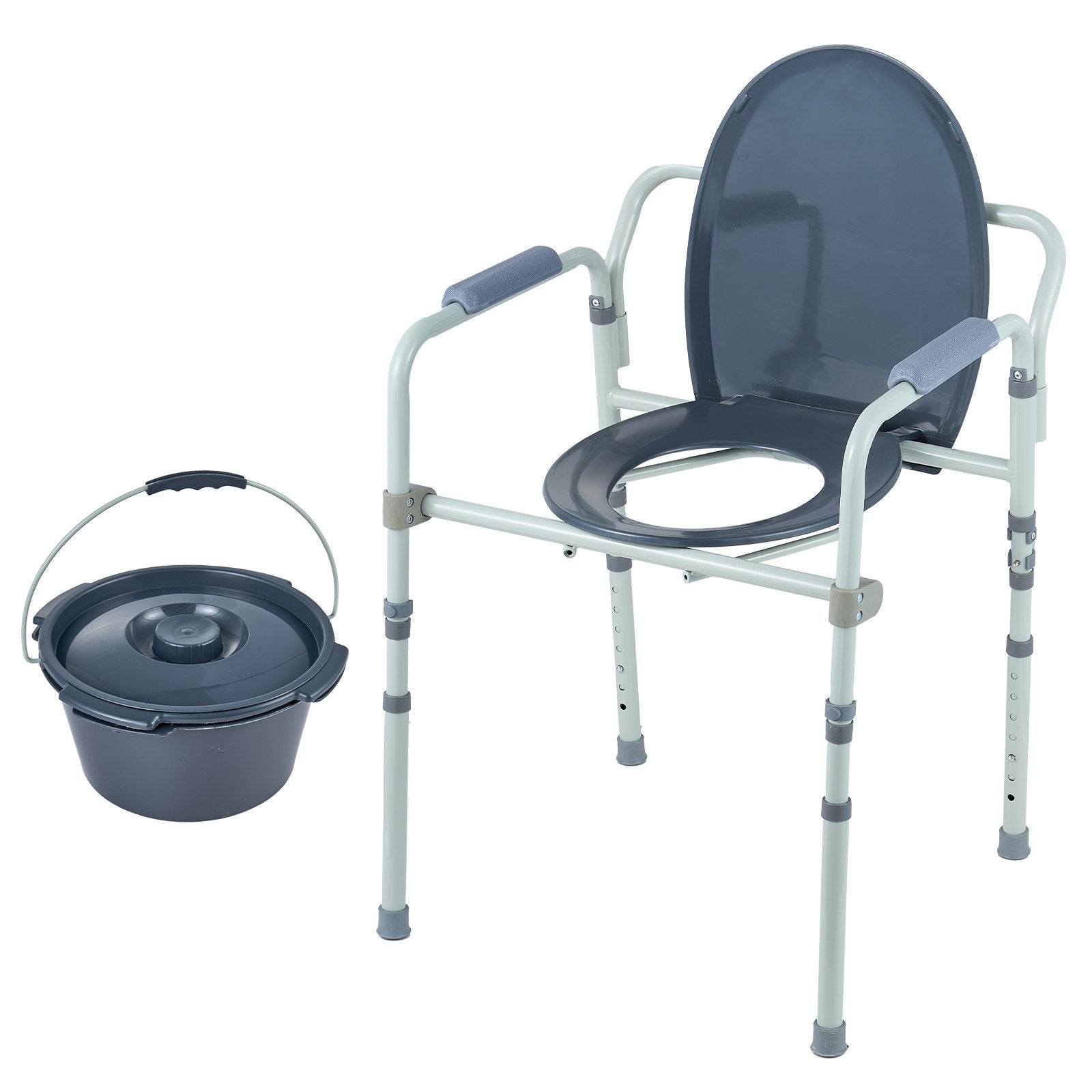 Bedside Commode Chair with Wider Seat 7-Level Adjustable for Adults