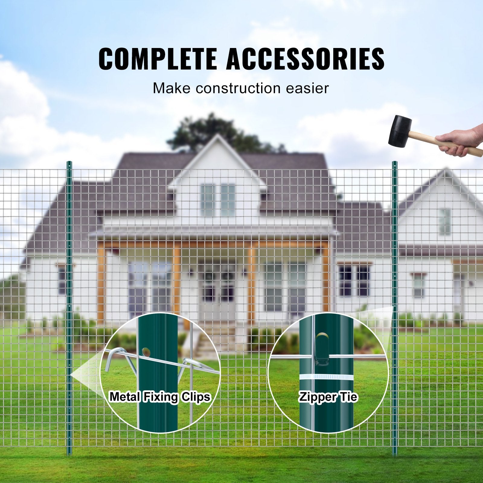 6 Feet Fence Post 6 Pack U-Channel Heavy Duty Metal Stakes for Garden Yard Lawn