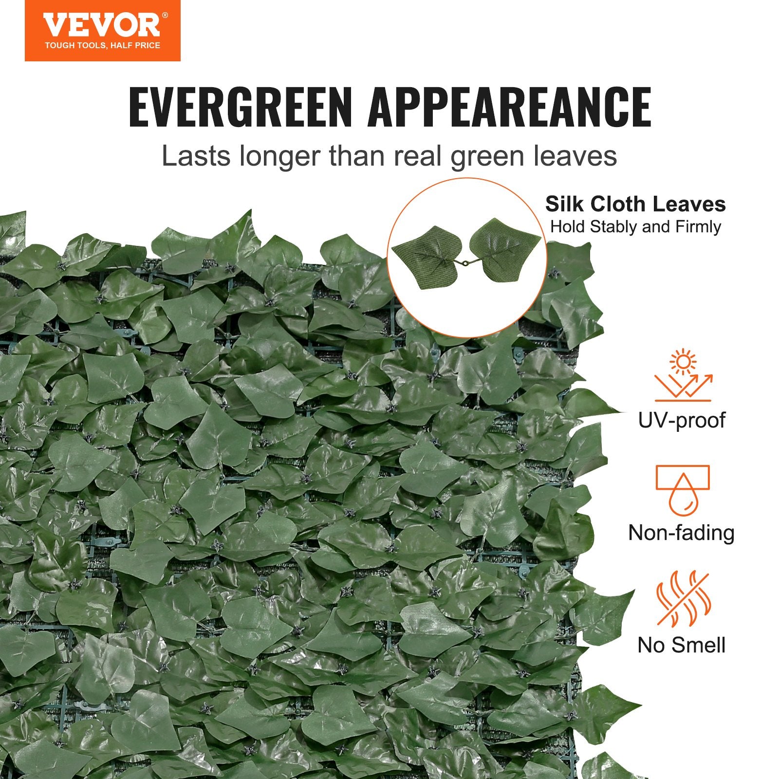 Ivy Privacy Fence 39x198in Artificial Green Wall Screen with Mesh Backing