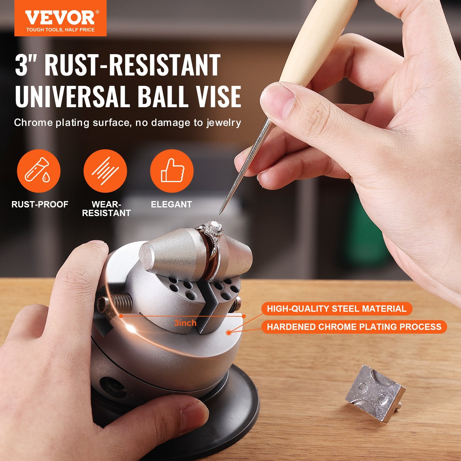 Ball Vise 3" Engraving Tool 360° Rotation with 70 PCS Jewelry Attachments