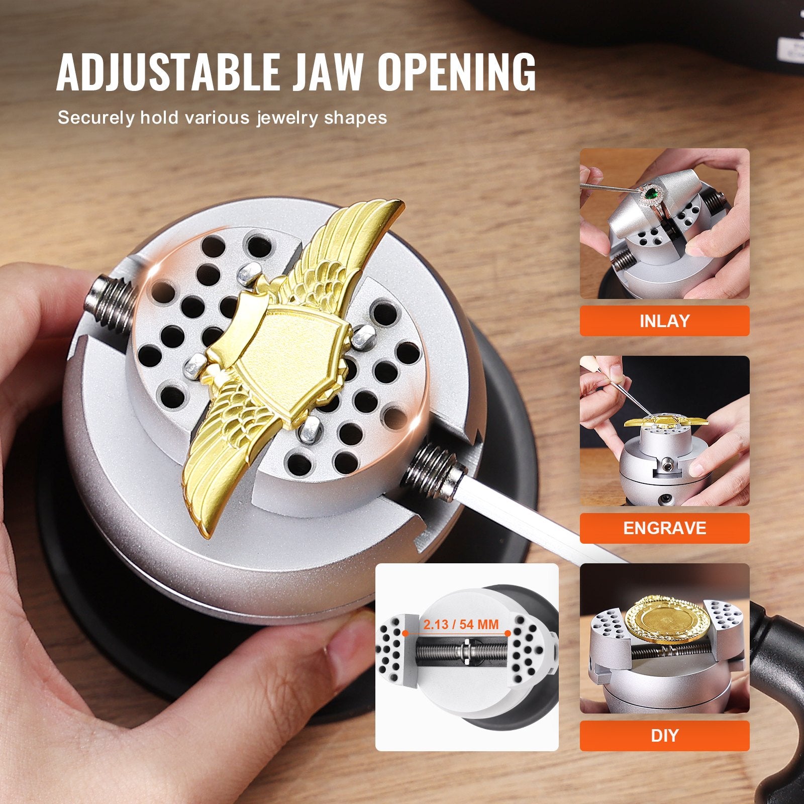 Ball Vise 3" Engraving Tool 360° Rotation with 70 PCS Jewelry Attachments