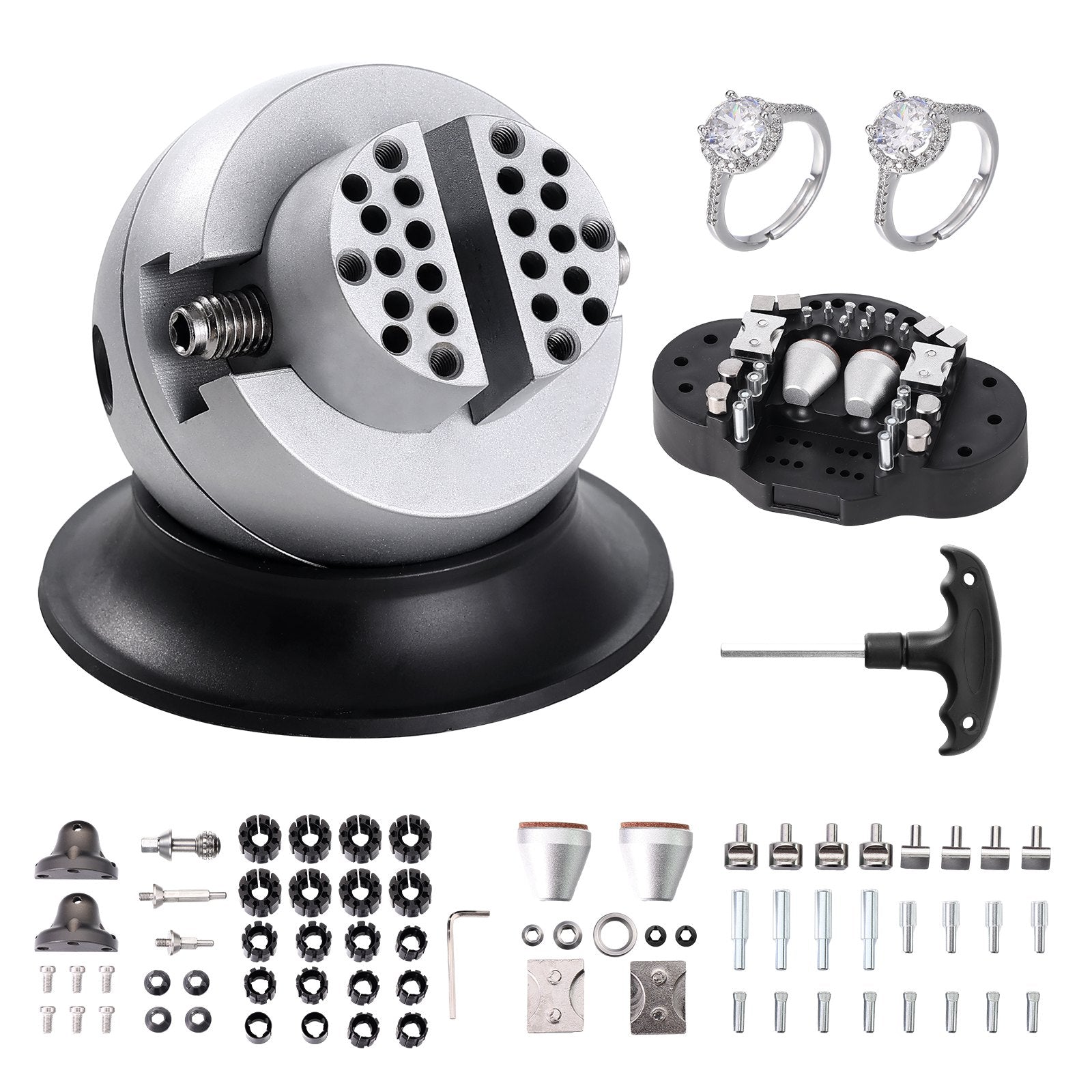 Ball Vise 3" Engraving Tool 360° Rotation with 70 PCS Jewelry Attachments