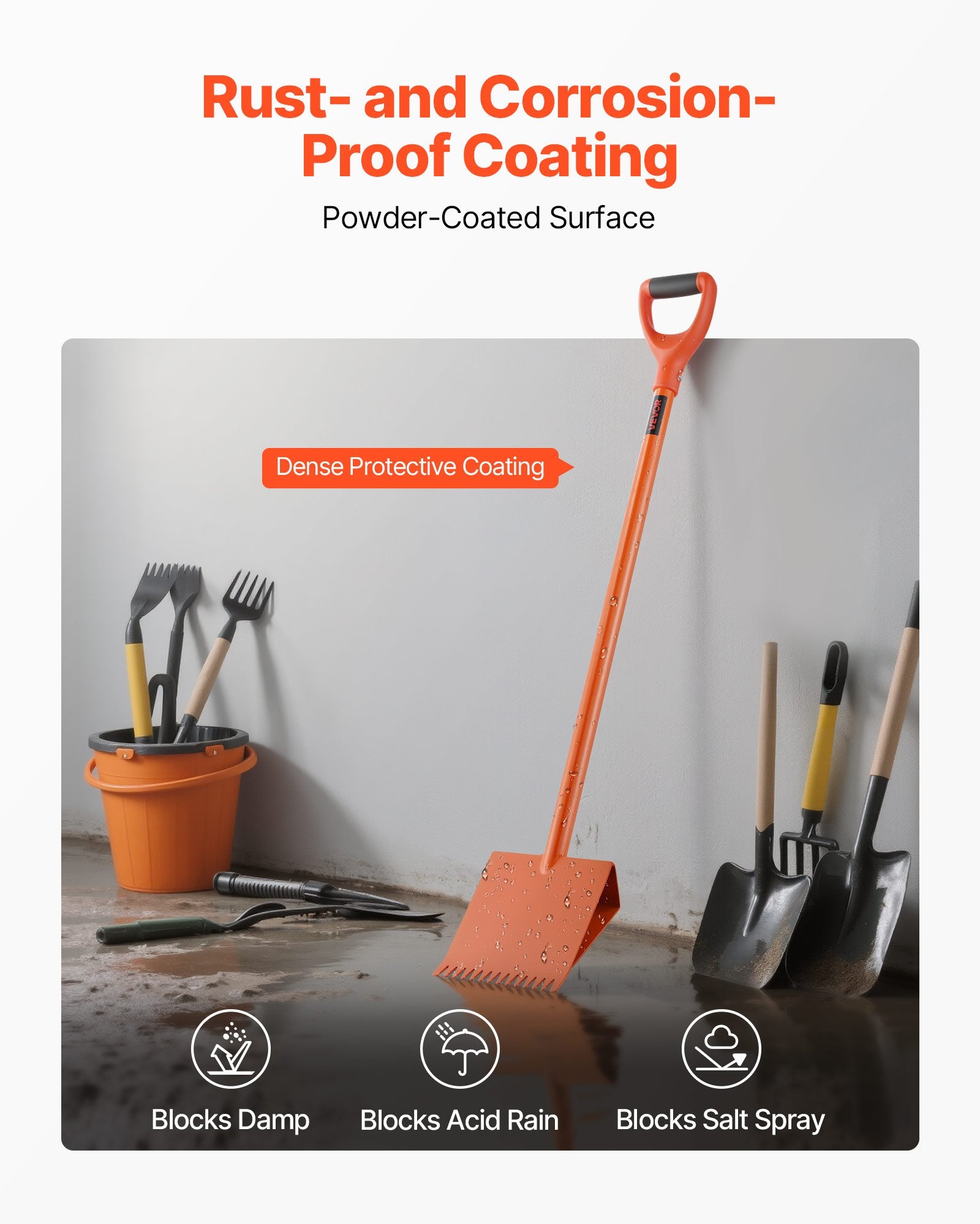 Shingle Shovel 1 Pack D-Grip Handle 45# Steel Roof Ripper Lightweight, Orange
