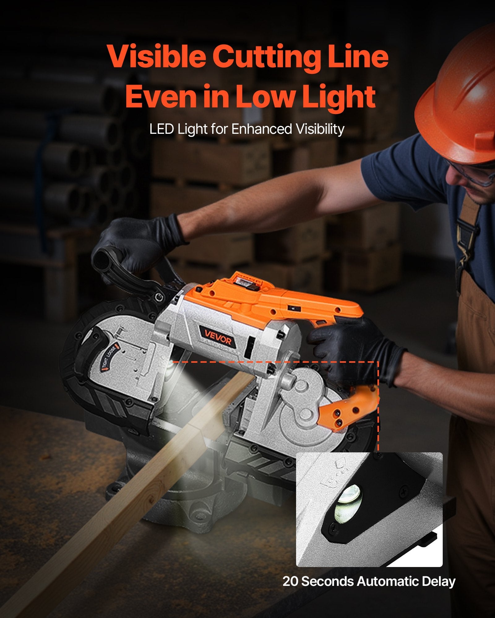 Portable Band Saw 5" Deep Cut 360W Brushless Cordless 0-192m/min for Metal/Wood