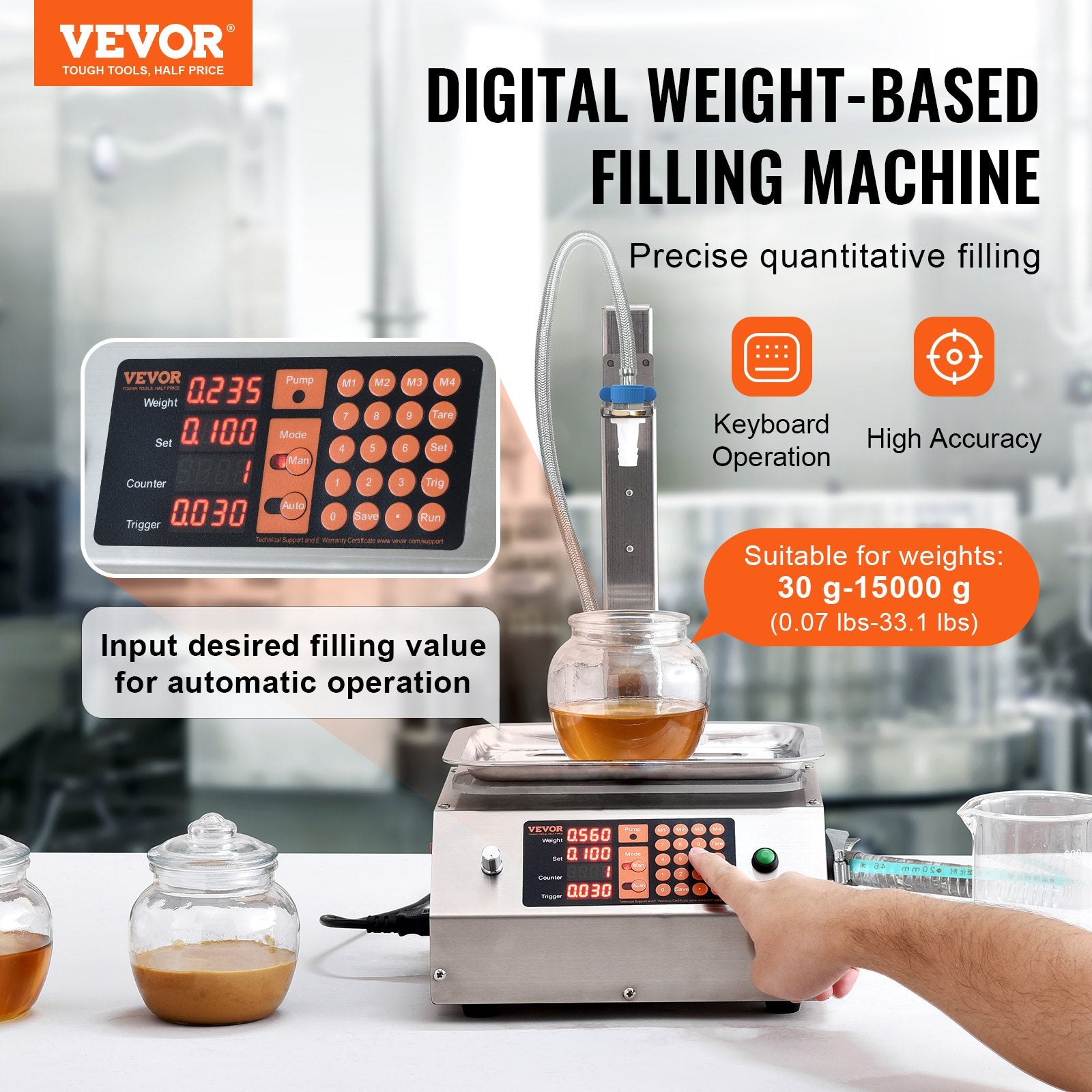 Liquid Filling Machine 30-15000g Automatic Bottle Filler Digital Control