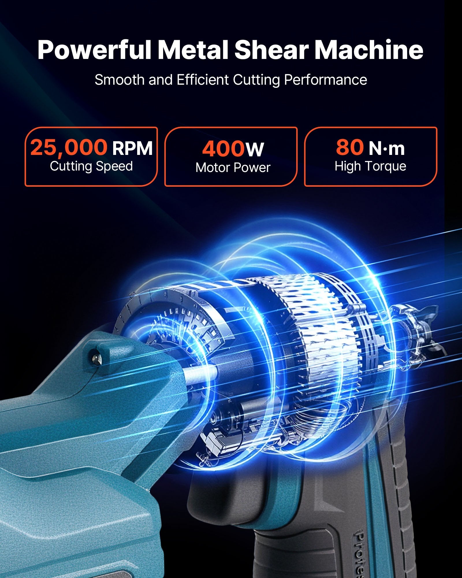 Cordless Metal Shear 360° Head Dual Blade Cutter for Steel Aluminum