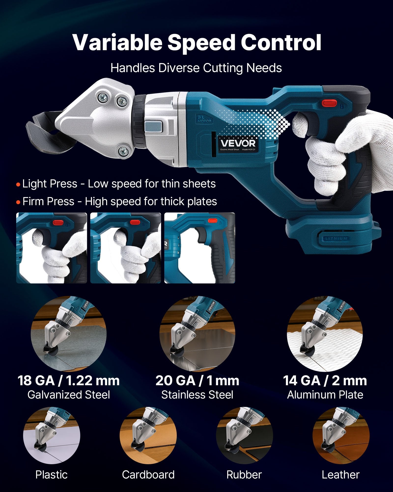 Cordless Metal Shear 360° Head Dual Blade Cutter for Steel Aluminum
