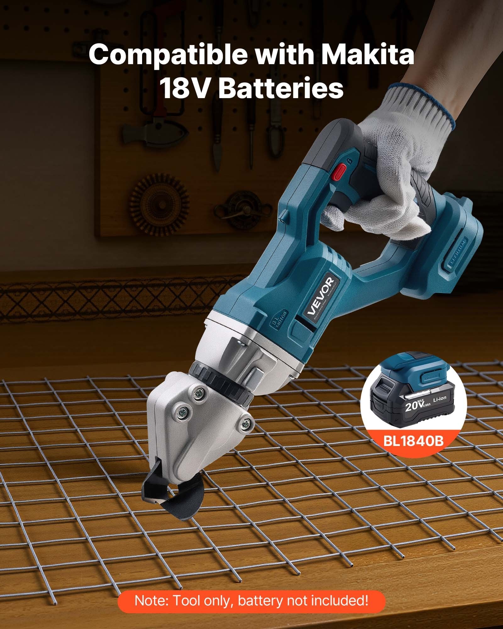Cordless Metal Shear 360° Head Dual Blade Cutter for Steel Aluminum