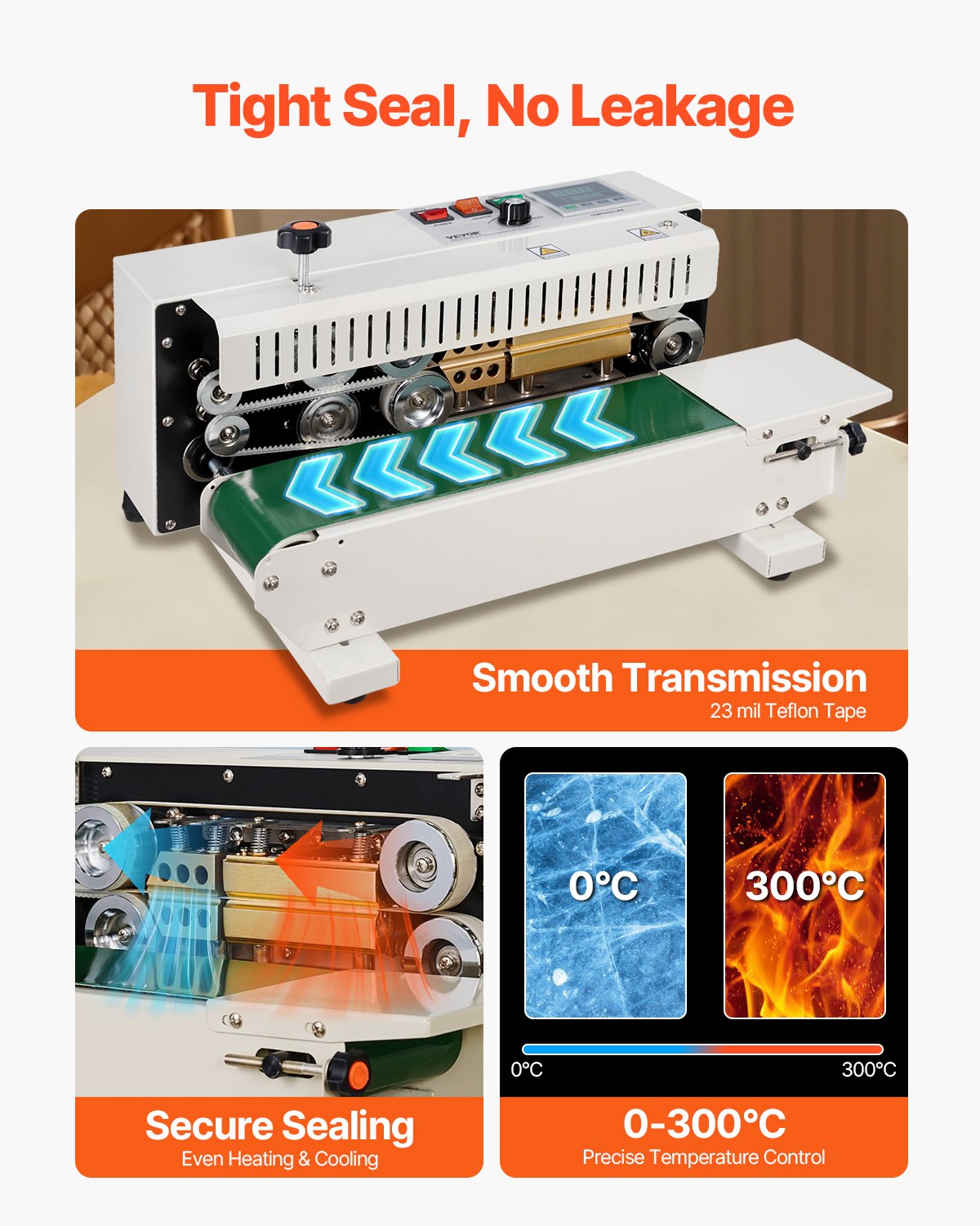Continuous Bag Band Sealing Machine 6-12 mm Seal Width Carbon Steel Bag Sealer