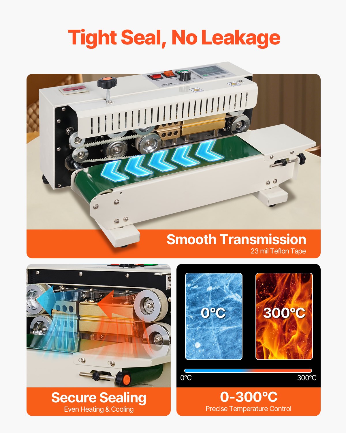 Bag Sealing Machine Continuous Band 6-12mm Seal Width Digital Count Function