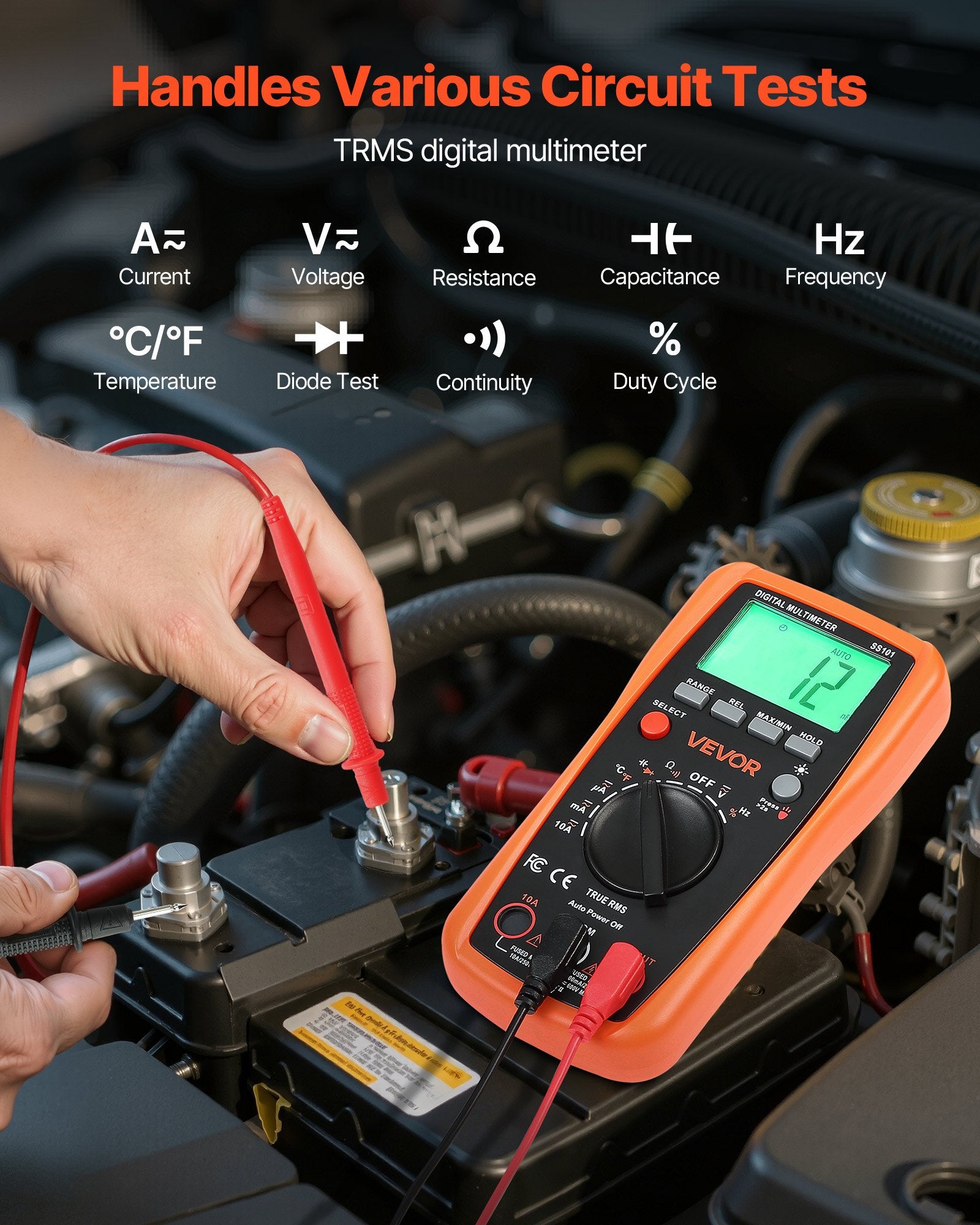 Digital Multimeter 4000-Count TRMS Auto-Ranging Voltage Current Resistance