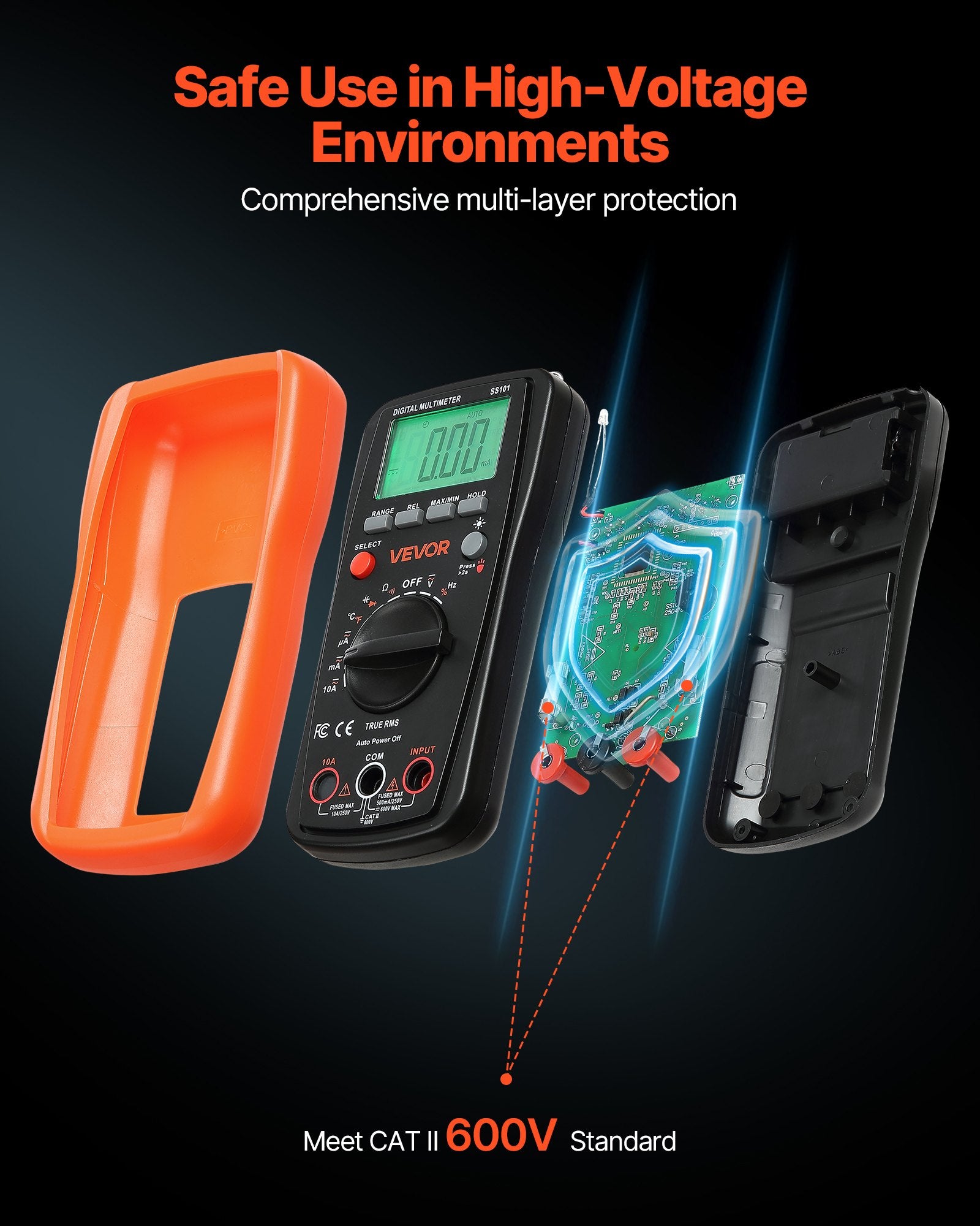 Digital Multimeter 4000-Count TRMS Auto-Ranging Voltage Current Resistance