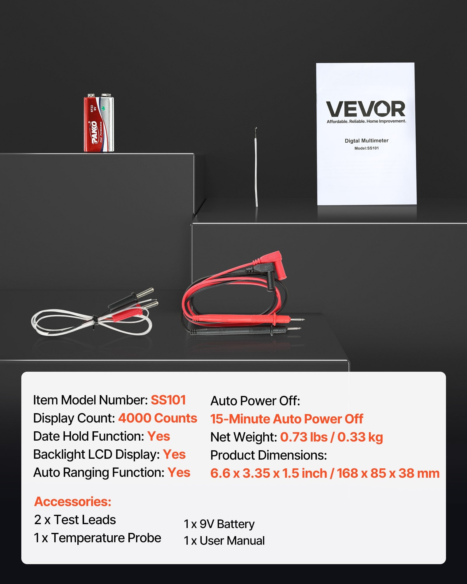 Digital Multimeter 4000-Count TRMS Auto-Ranging Voltage Current Resistance
