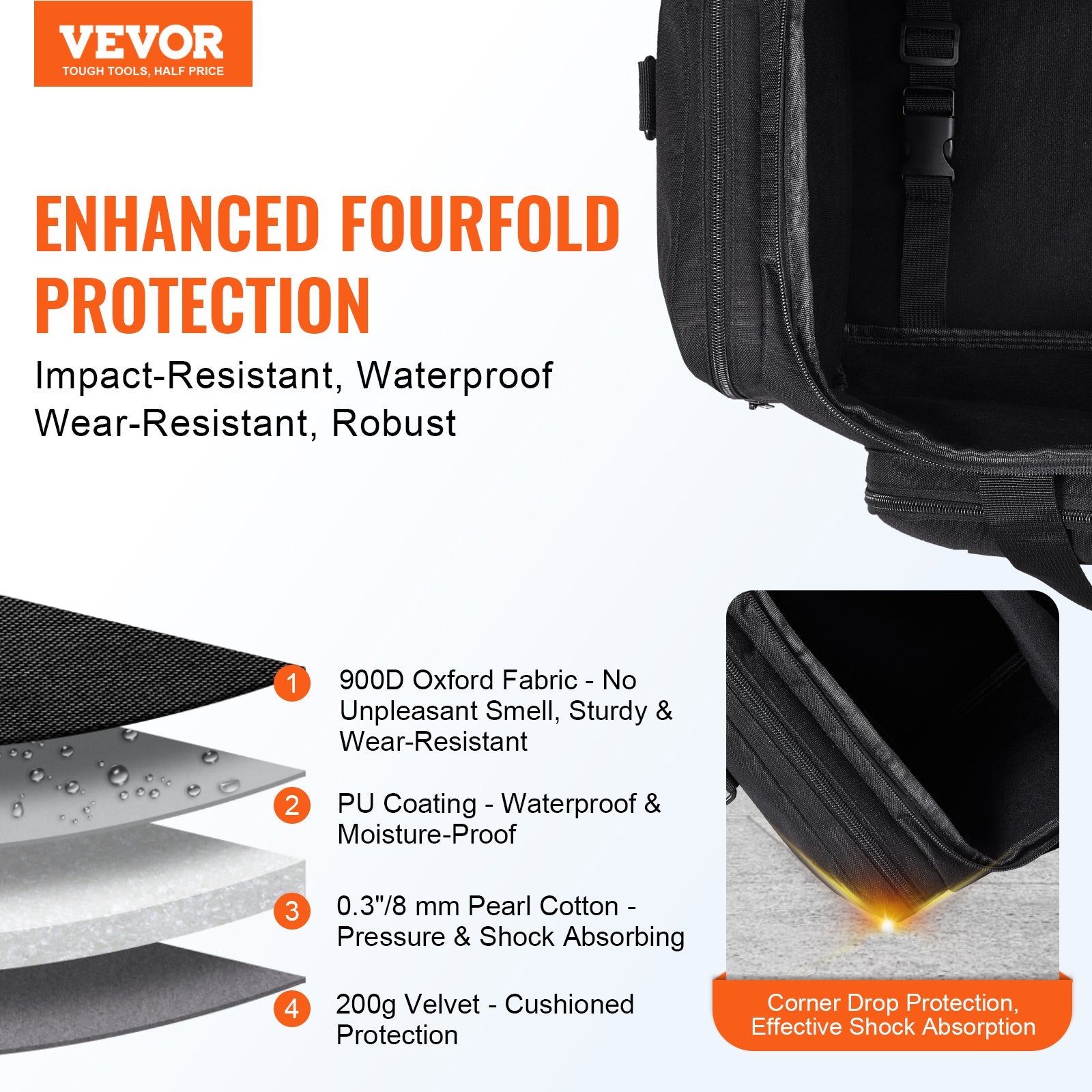 Telescope Case 560mm Storage Bag Buckles Multi-Pocket Detachable Shockproof