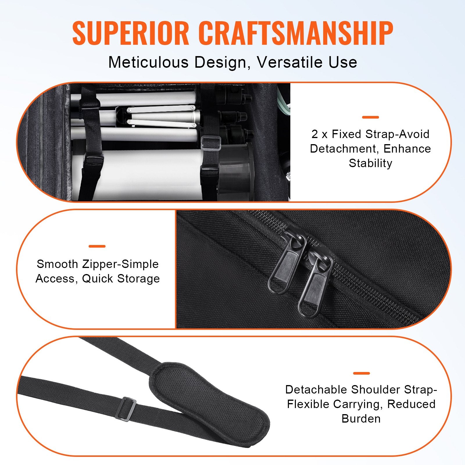 Telescope Case 560mm Storage Bag Buckles Multi-Pocket Detachable Shockproof