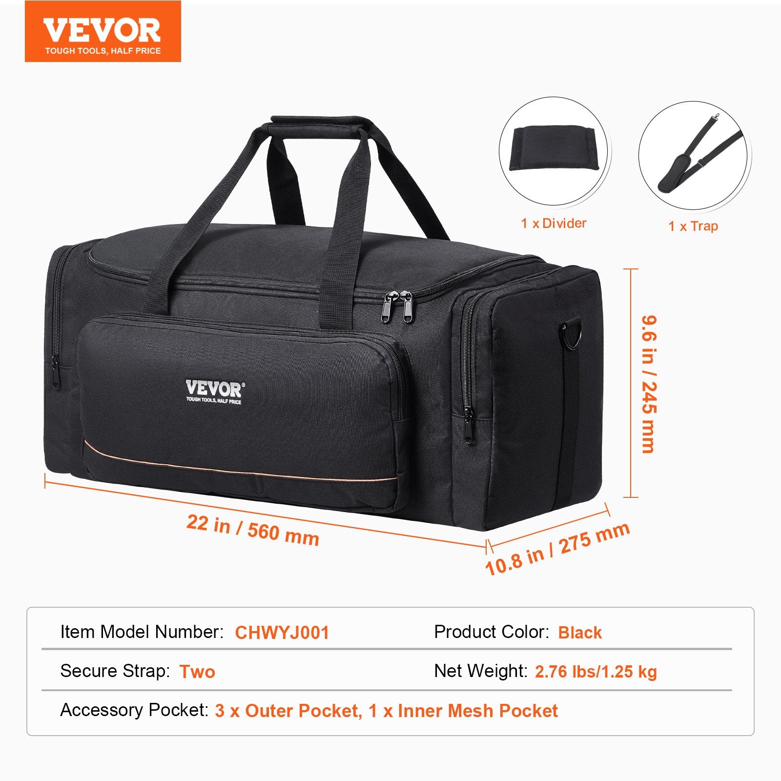 Telescope Case 560mm Storage Bag Buckles Multi-Pocket Detachable Shockproof