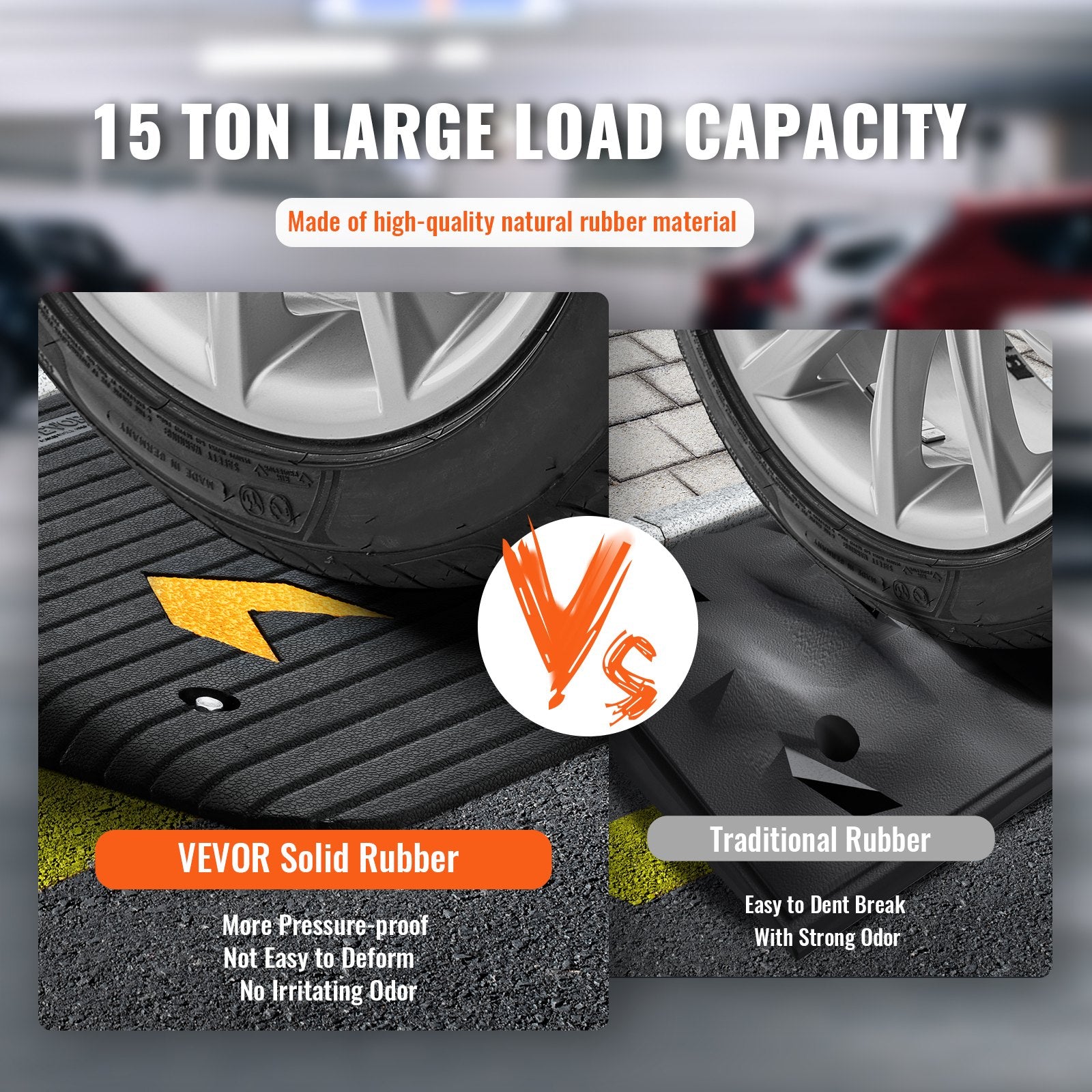 Upgraded Rubber Threshold Ramp 8.9cm Rise 1-Channel Non-Slip Car Curb Ramp