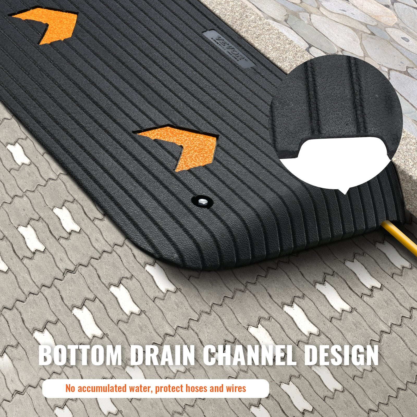 Upgraded Rubber Threshold Ramp 8.9cm Rise 1-Channel Non-Slip Car Curb Ramp