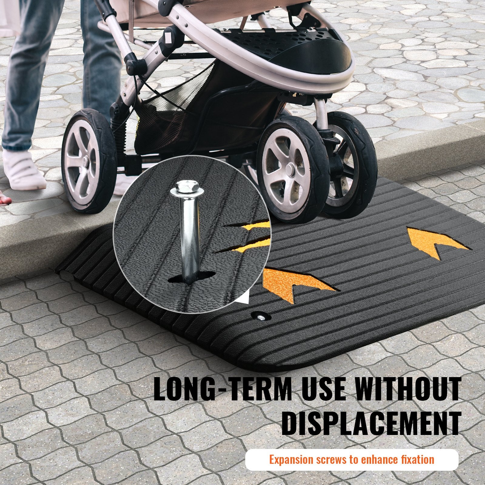 Upgraded Rubber Threshold Ramp 8.9cm Rise 1-Channel Non-Slip Car Curb Ramp