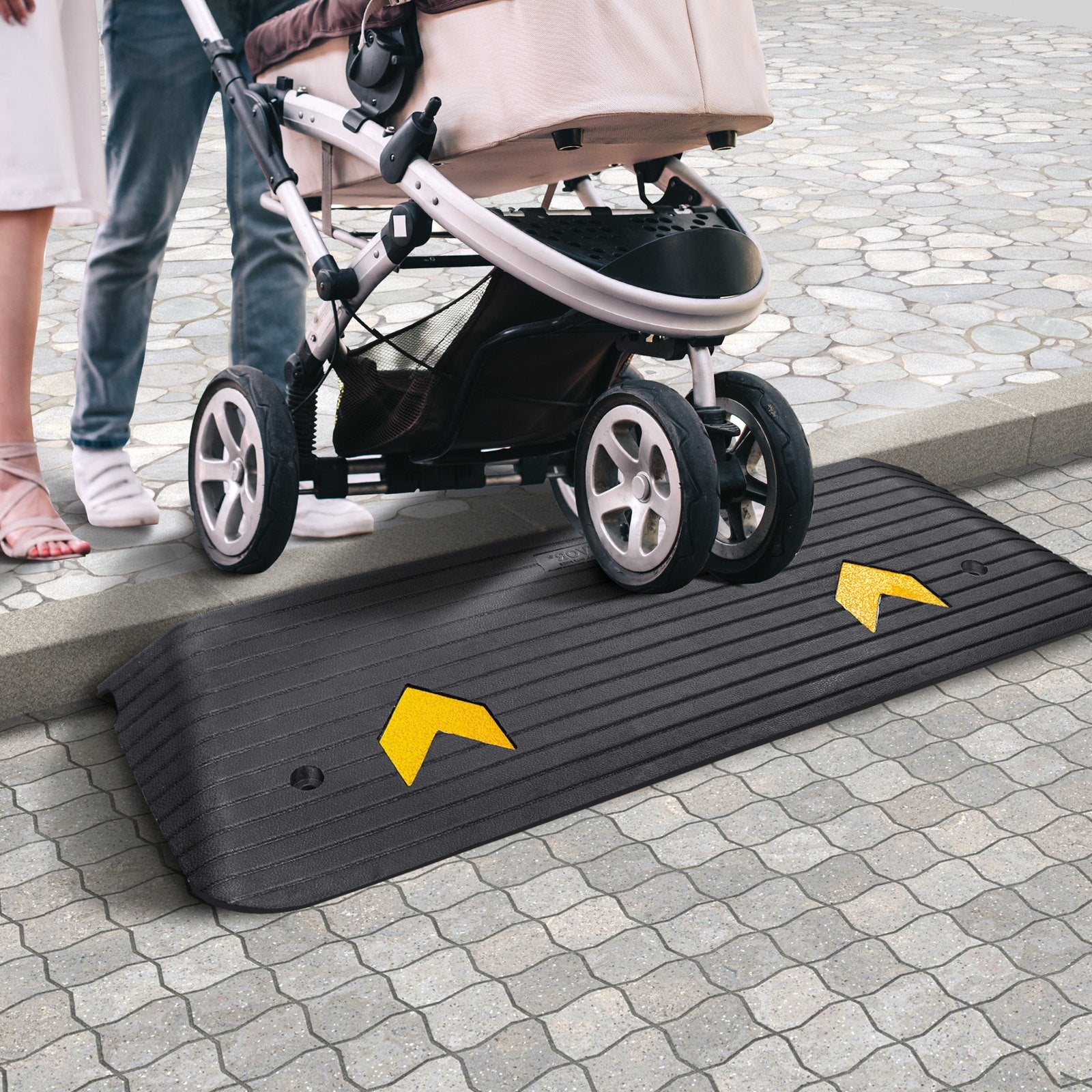 Threshold Ramp Rubber 5cm Rise Doorway Recycled Non-Slip Solid Ramp 15 Tons