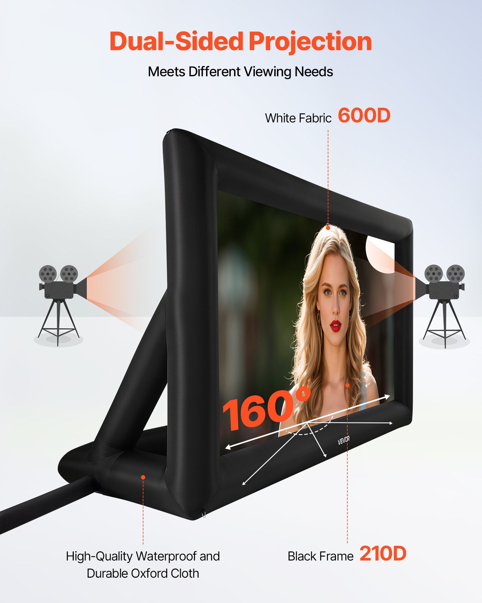 Inflatable Movie Screen 20ft 16:9 600D with Bag Easy Set Up Outdoor Home Theater