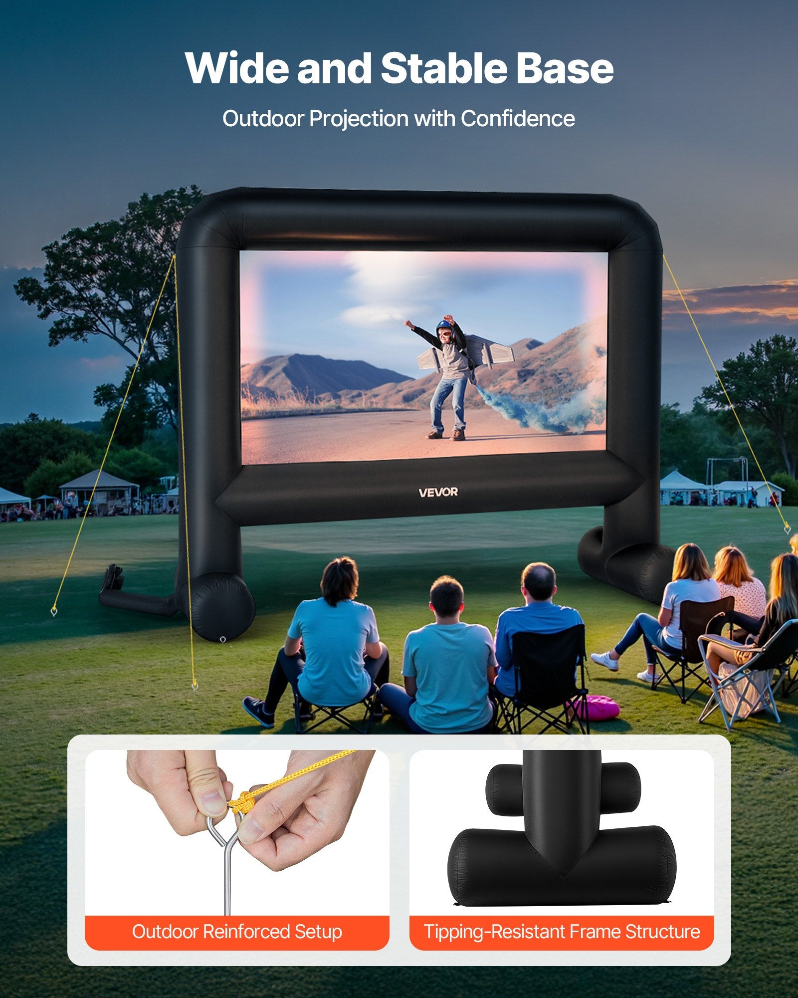 Inflatable Movie Screen 16ft Portable 600D Washable Projector Easy Setup