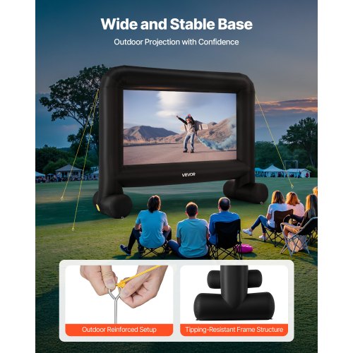 VEVOR 15 ft Inflatable Projection Screen with Portable Storage Bag for Movies