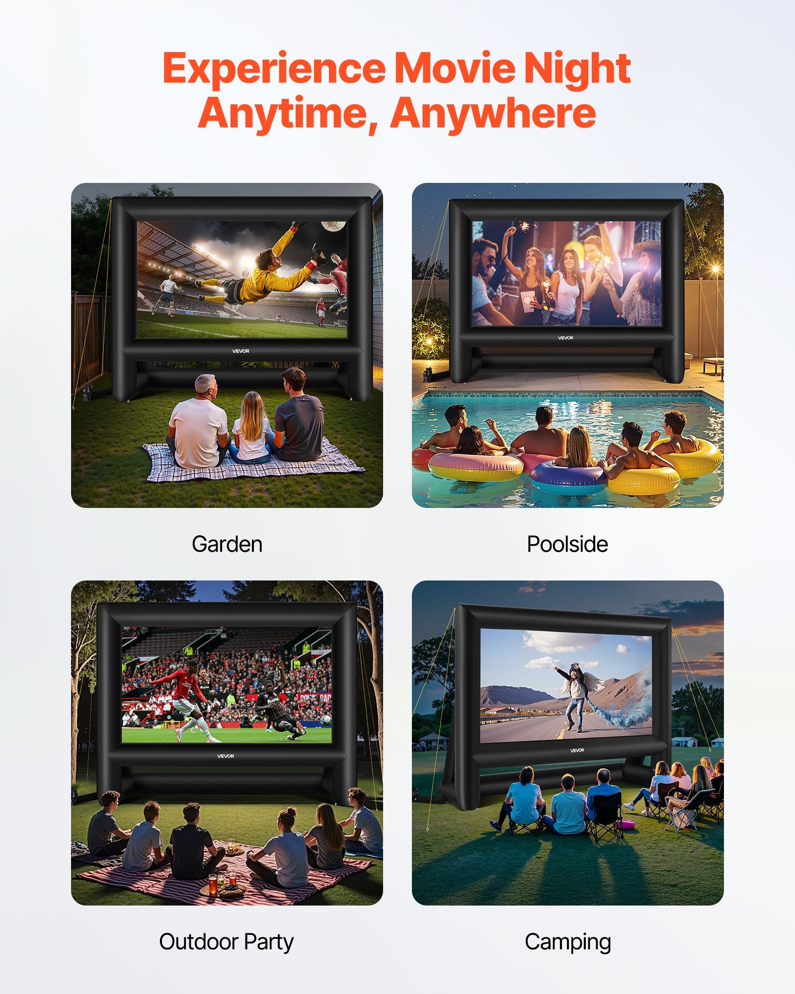 Inflatable Movie Screen 20ft 16:9 600D with Portable Bag, Easy Set Up Outdoor