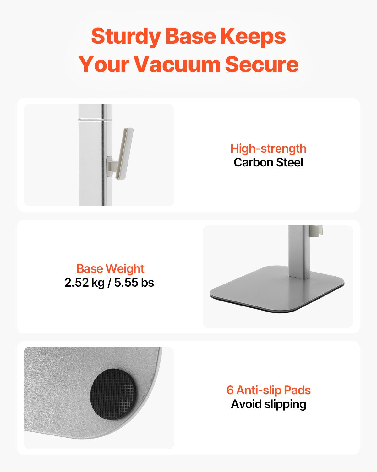 Vacuum Stand for Dyson G5 V15 V12 V11 V10 V8 V7 V6 with 6 Hooks Non-Slip Gray