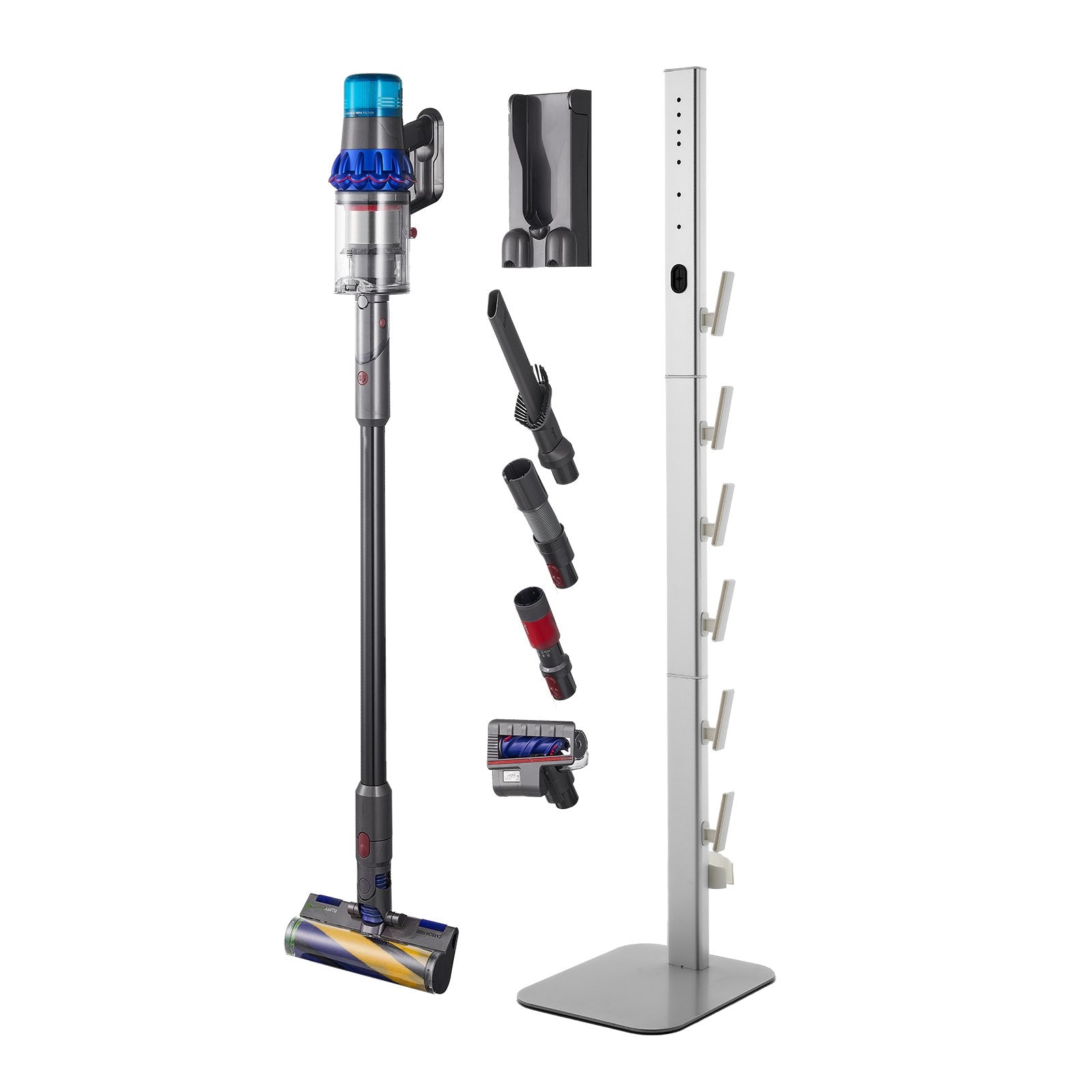 Vacuum Stand for Dyson G5 V15 V12 V11 V10 V8 V7 V6 with 6 Hooks Non-Slip Gray