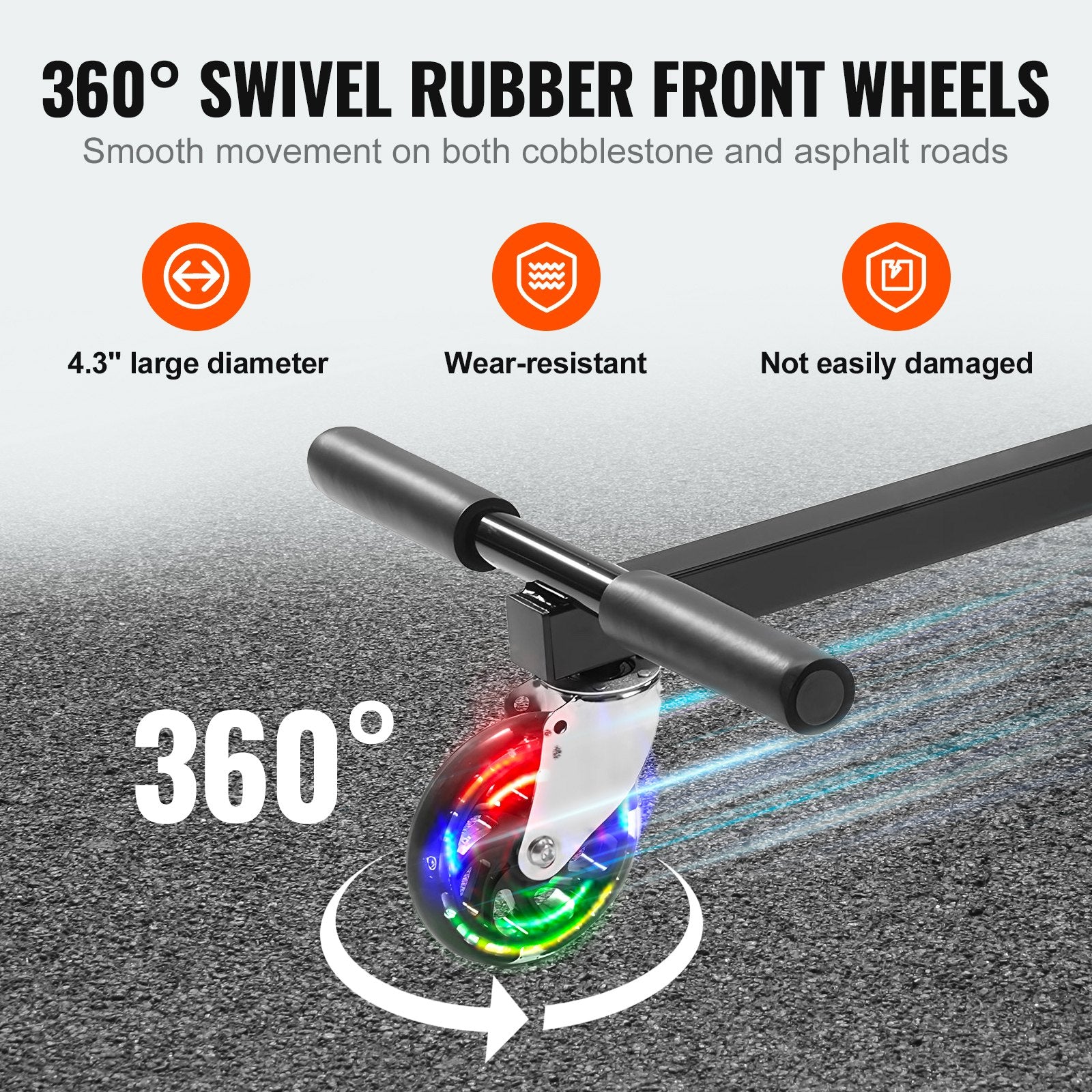 Hoverboard Seat Attachment w/LED Lights Adjustable Frame 16.5-25.4cm 99.8kg Load