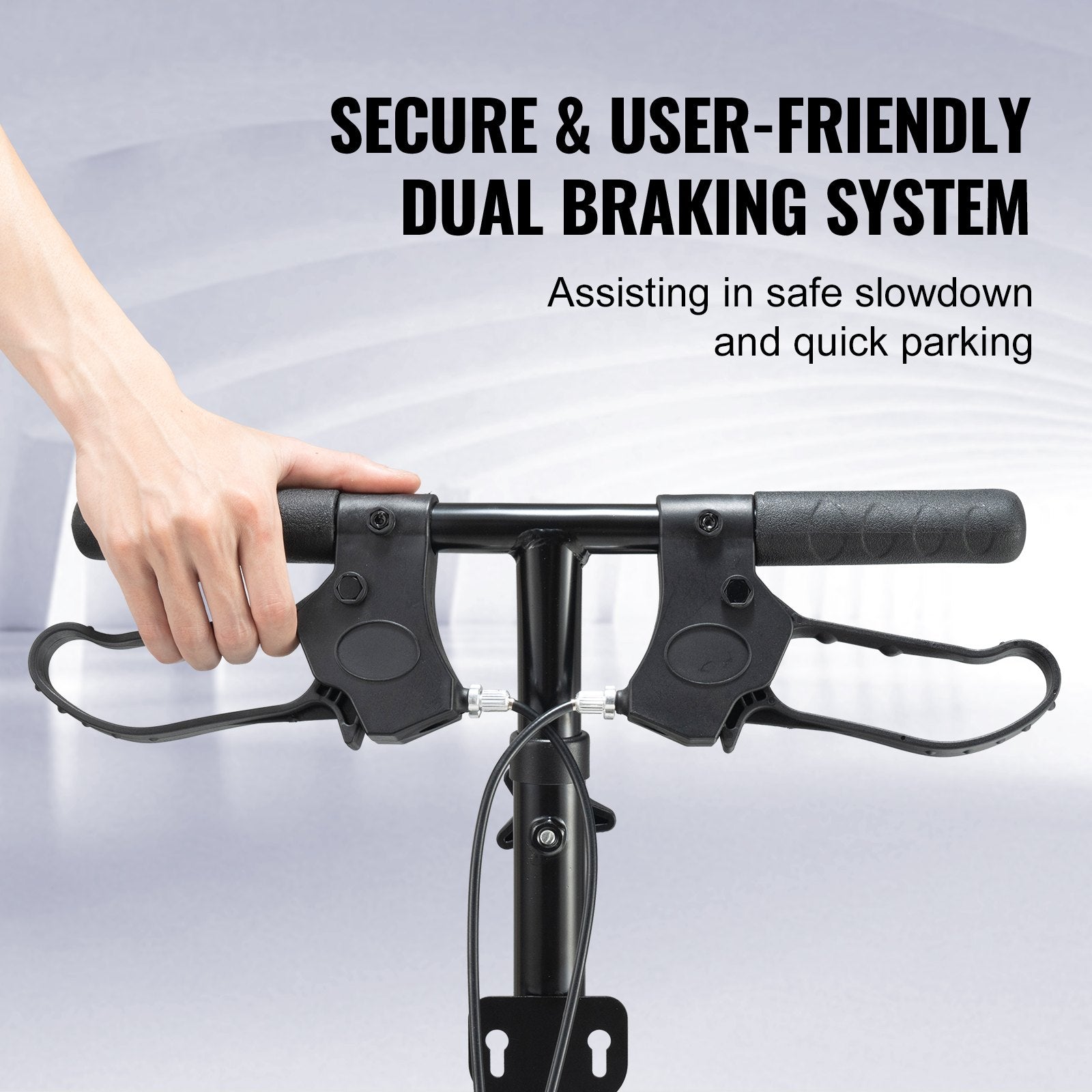 Folding Knee Scooter Carbon Steel Steerable with Adjustable Handlebar & Knee Pad