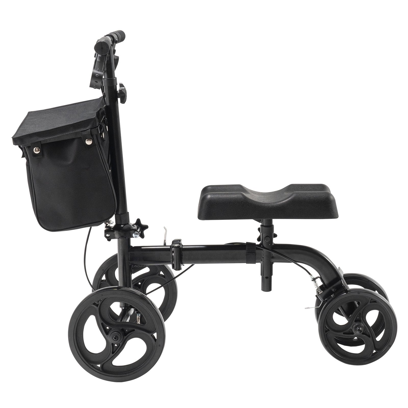 Folding Knee Scooter Carbon Steel Steerable with Adjustable Handlebar & Knee Pad