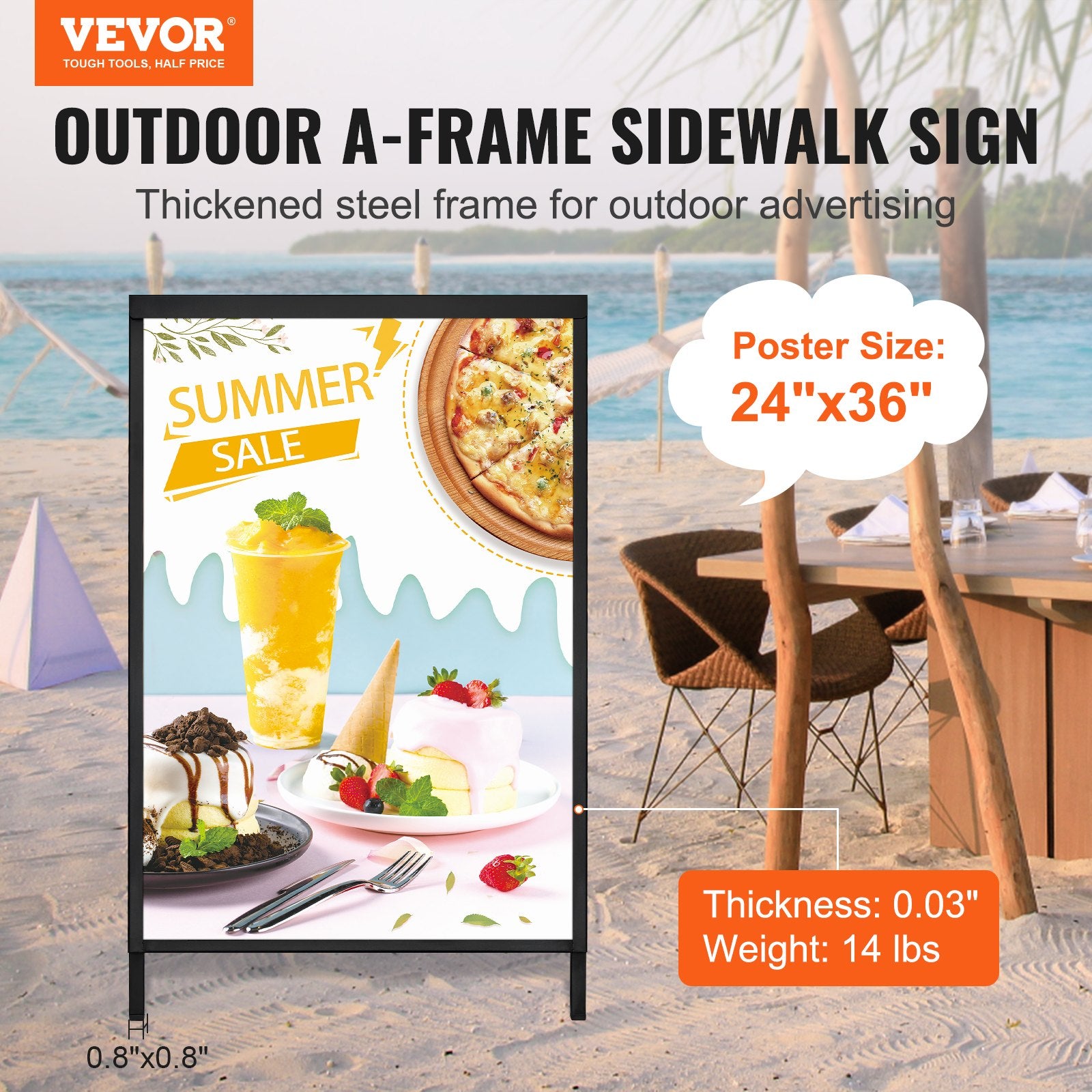 A Frame Sidewalk Sign 61x91cm Heavy Duty Double-Sided Steel Pavement Frame Only