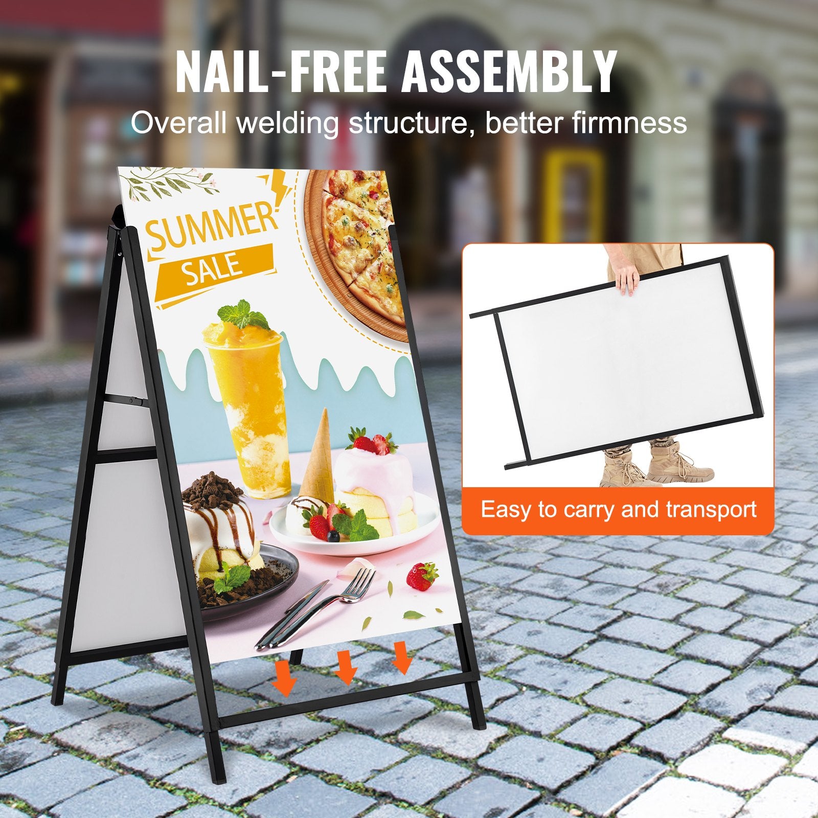A Frame Sidewalk Sign 61x91cm Heavy Duty Double-Sided Steel Pavement Frame Only