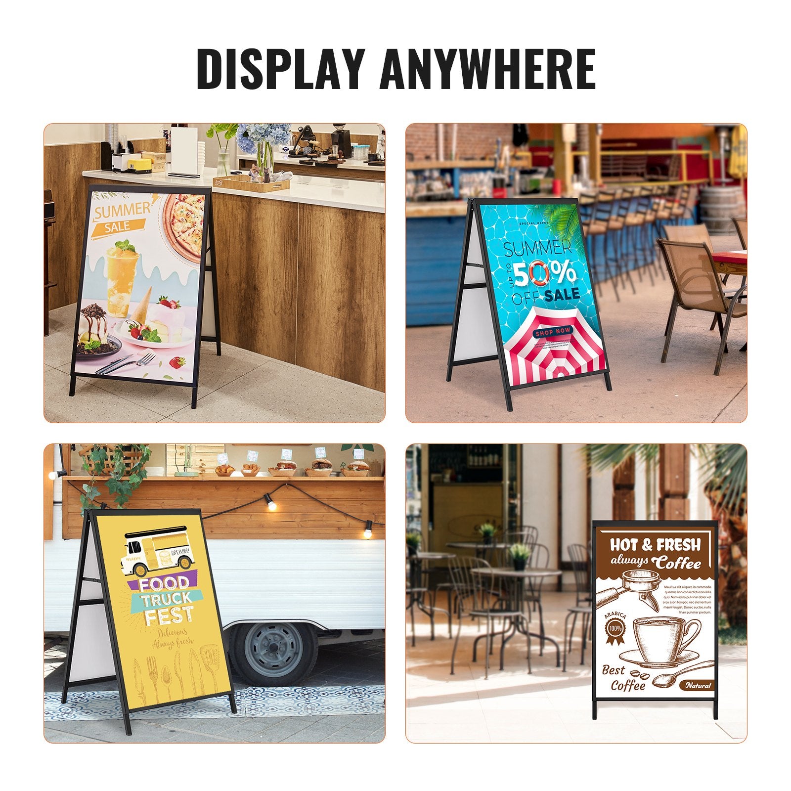 A Frame Sidewalk Sign 61x91cm Heavy Duty Double-Sided Steel Pavement Frame Only